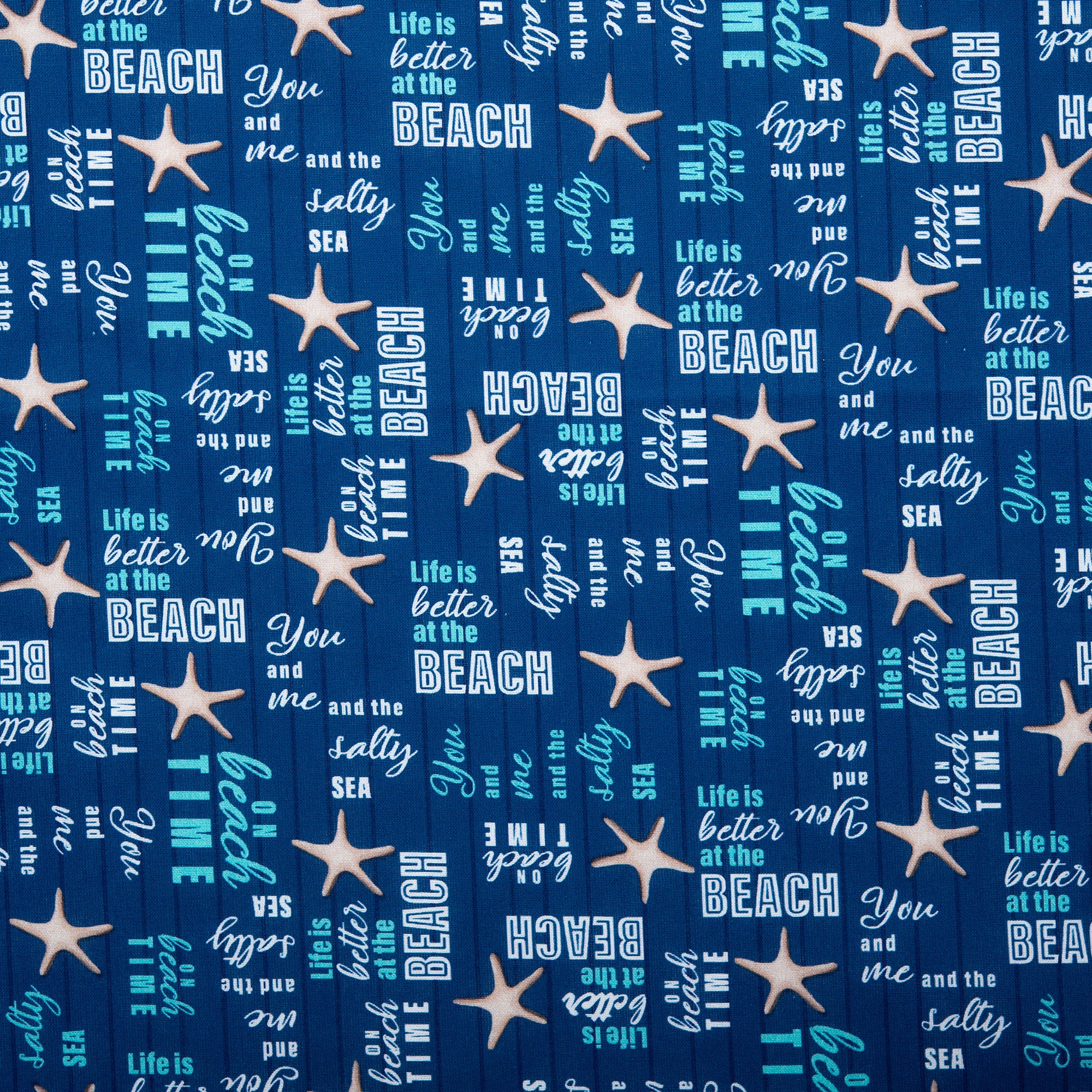 Digital Cotton Print - SEA LIFE - Writing - Blue