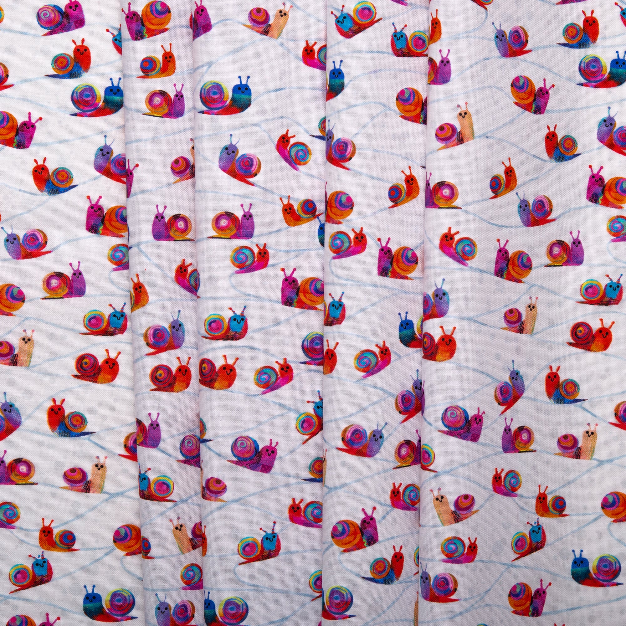 Digital Printed Cotton - CATSVILLE - Snails - White - Image 4