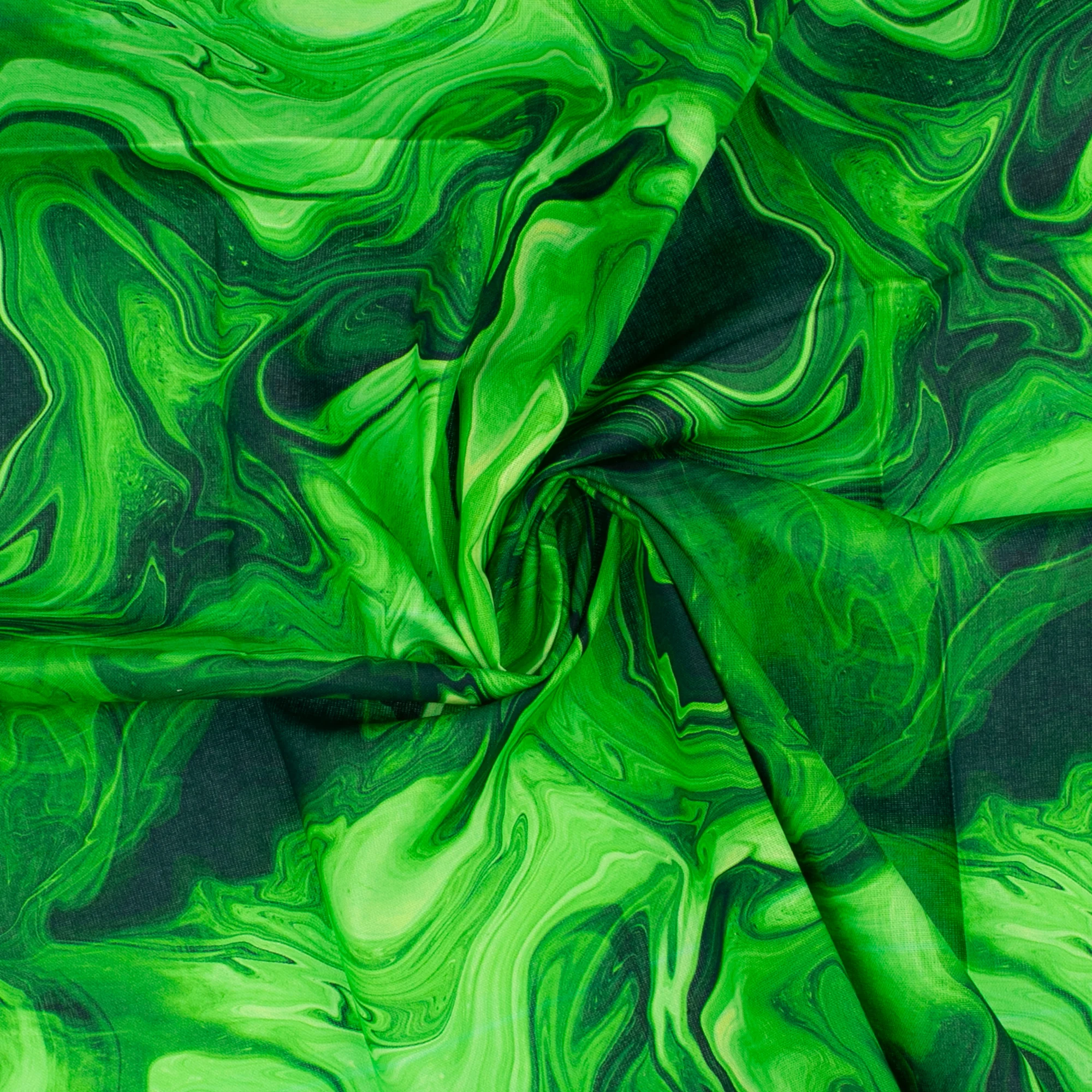 Digital Printed Cotton - MARBLE SWIRL - Green - Image 2