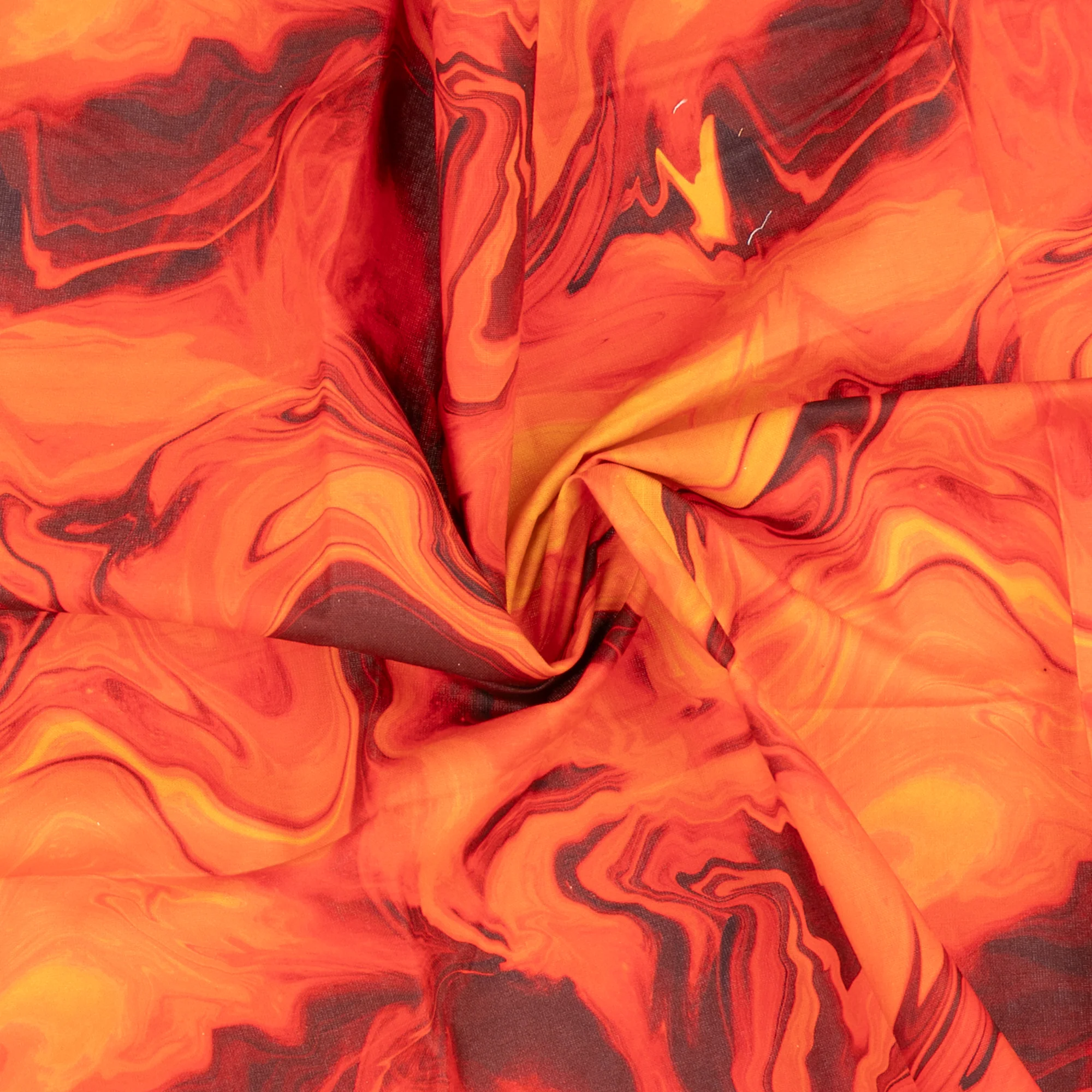 Digital Printed Cotton - MARBLE SWIRL - Orange - Image 2