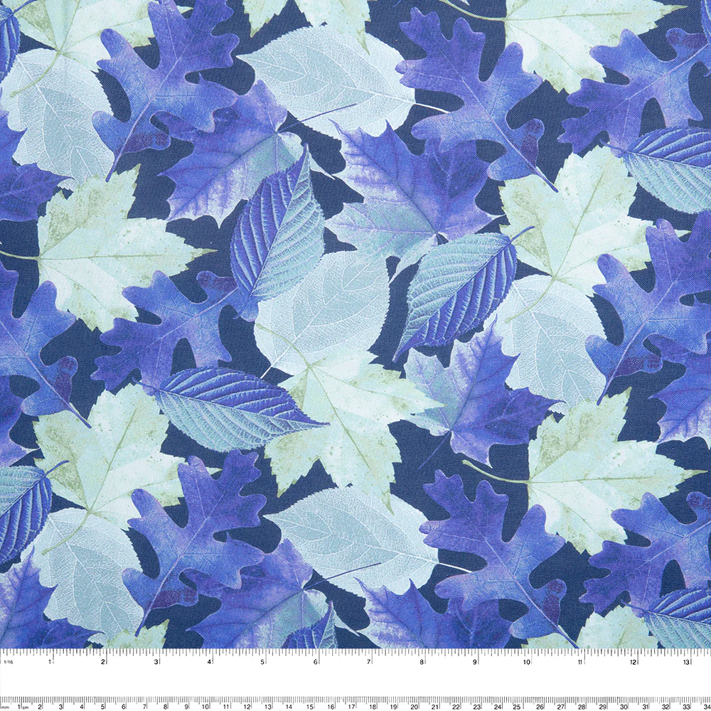 Digital Printed Cotton - NATURAL BEAUTIES - Leafs - Blue - Image 2