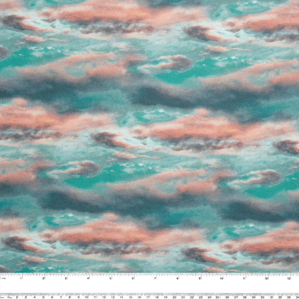 Digital Printed Cotton - NATURAL BEAUTIES - Sky - Green - Image 2
