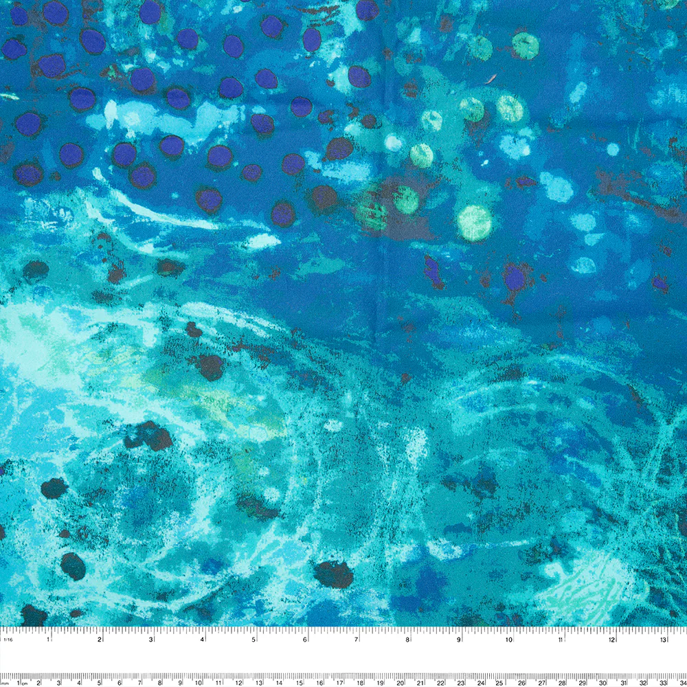 Digital Printed Cotton - SPOTTED GRAFFITI - Splash - Blue - Image 3