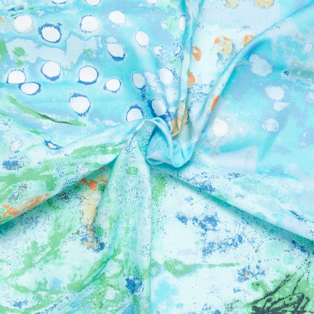 Digital Printed Cotton - SPOTTED GRAFFITI - Splash - Turquoise - Image 2