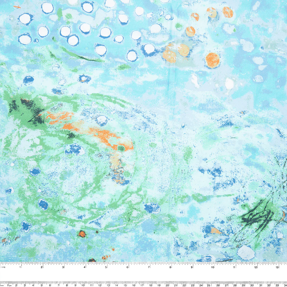 Digital Printed Cotton - SPOTTED GRAFFITI - Splash - Turquoise - Image 3