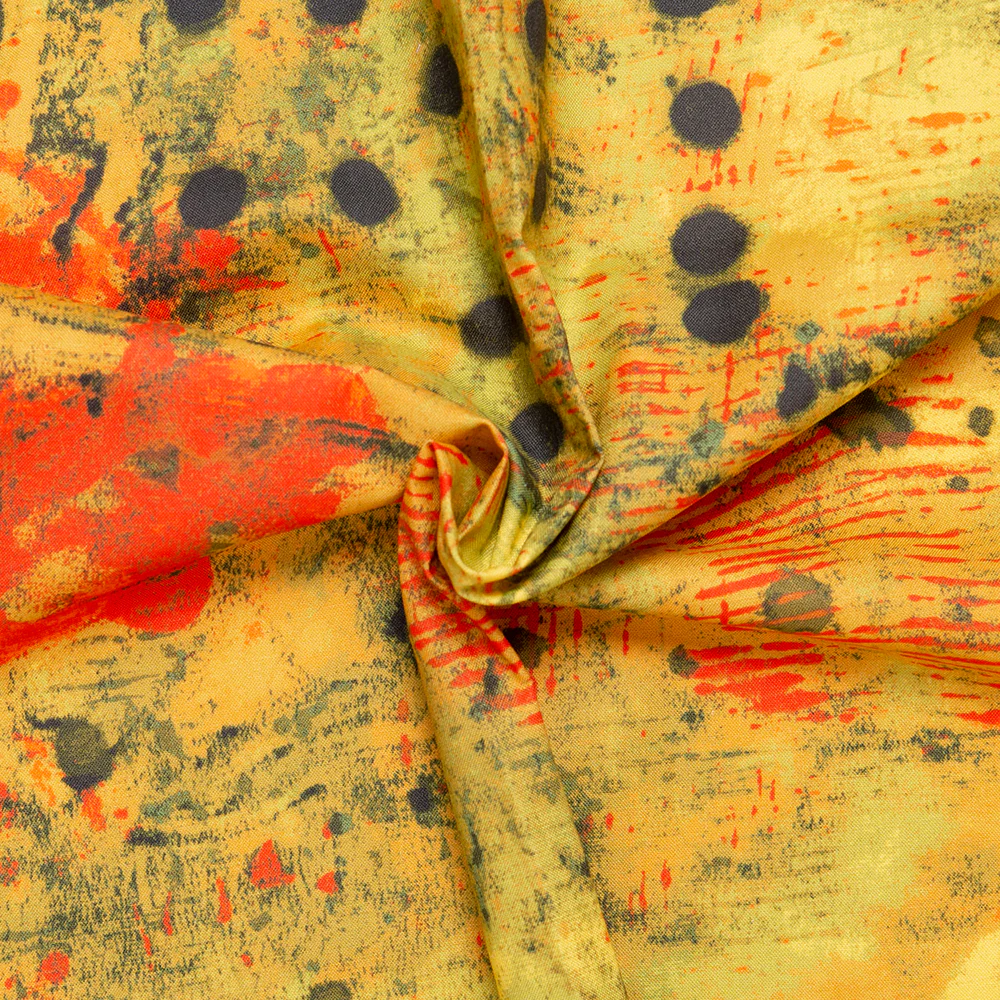 Digital Printed Cotton - SPOTTED GRAFFITI - Splash - Yellow - Image 2