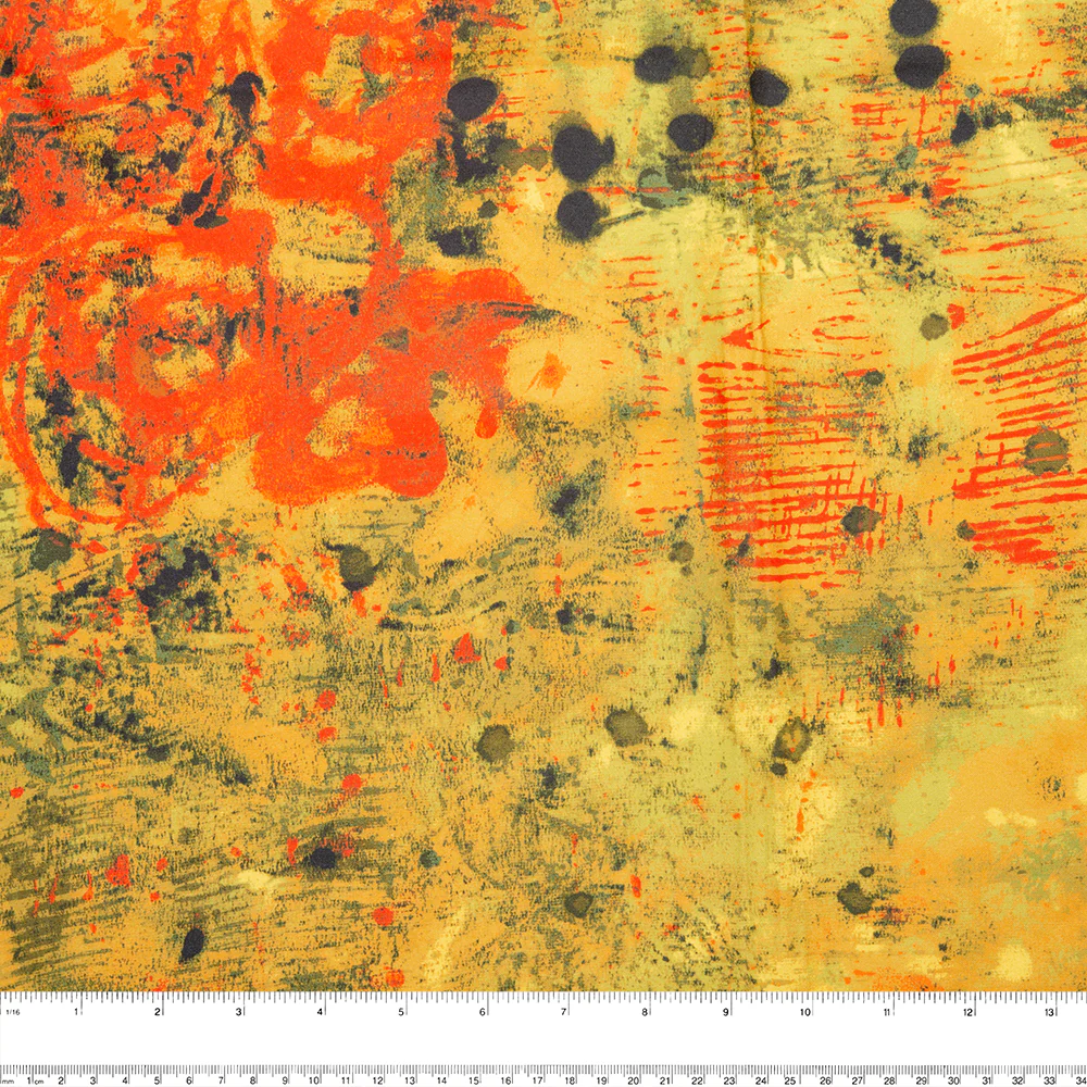 Digital Printed Cotton - SPOTTED GRAFFITI - Splash - Yellow - Image 3