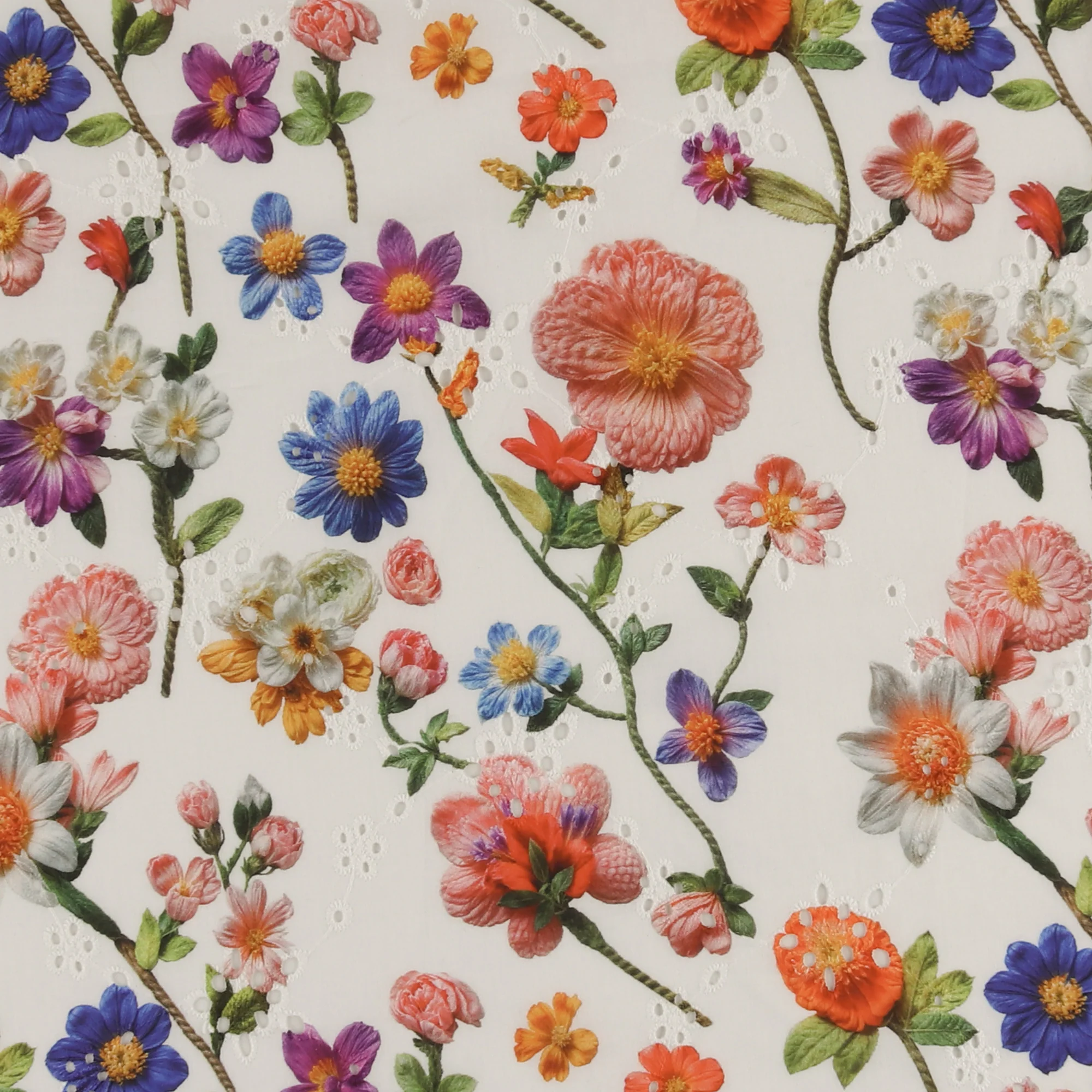 Digital Printed Eyelet - ST-TROPEZ - 001 - White