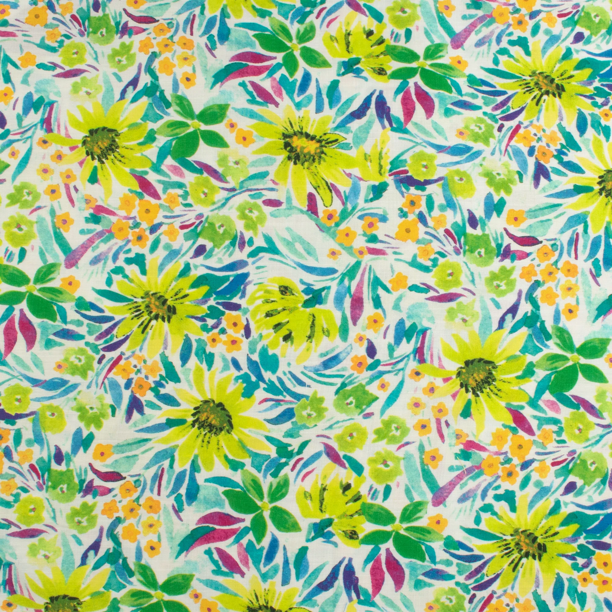 Digital Printed Rayon Nylon Slub - BOREALIS - 007 - Lime