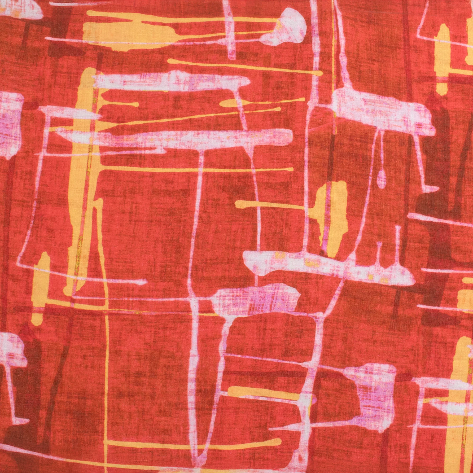 Digital Printed Rayon Nylon Slub - BOREALIS - 014 - Red