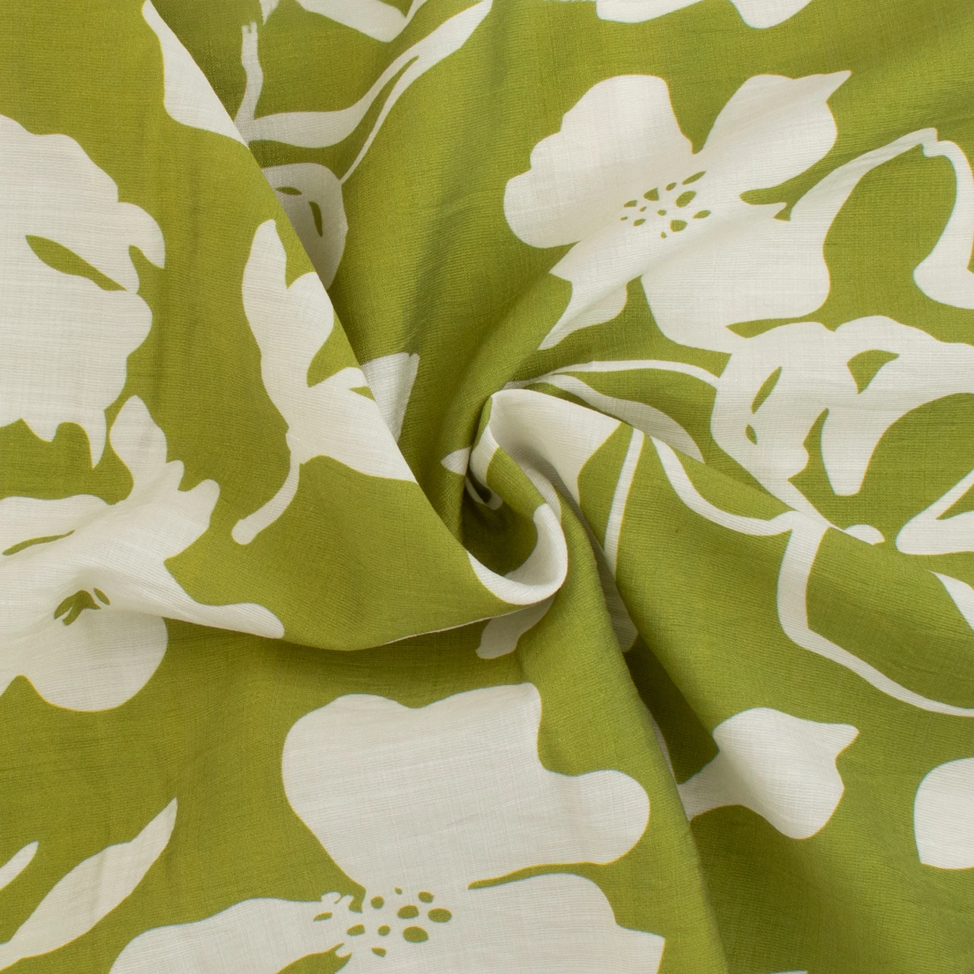Digital Printed Rayon Nylon Slub - BOREALIS - 016 - Olive - Image 2