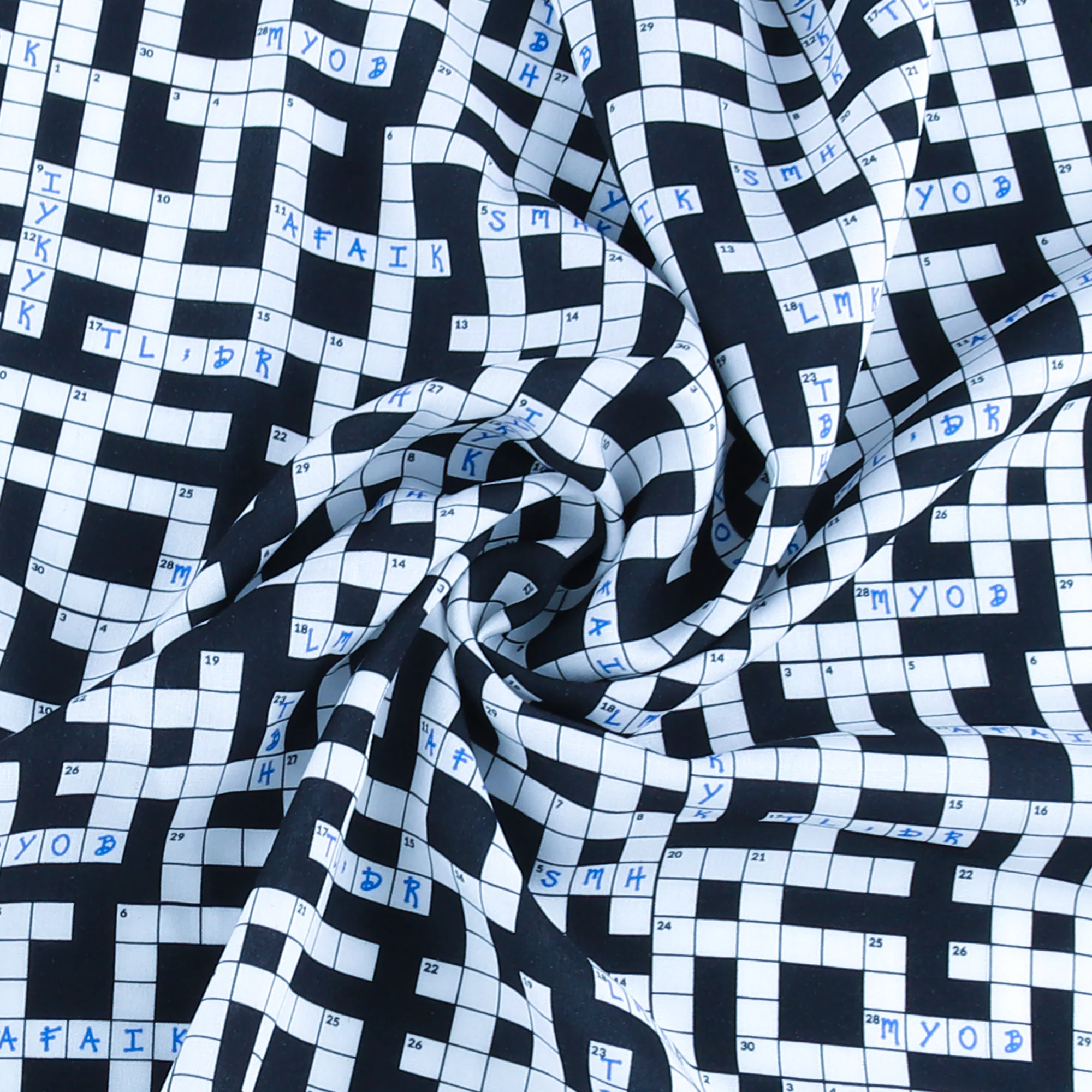 Digital Printed Rayon Poplin - OLIVIA - 004 - Black & White - Image 2