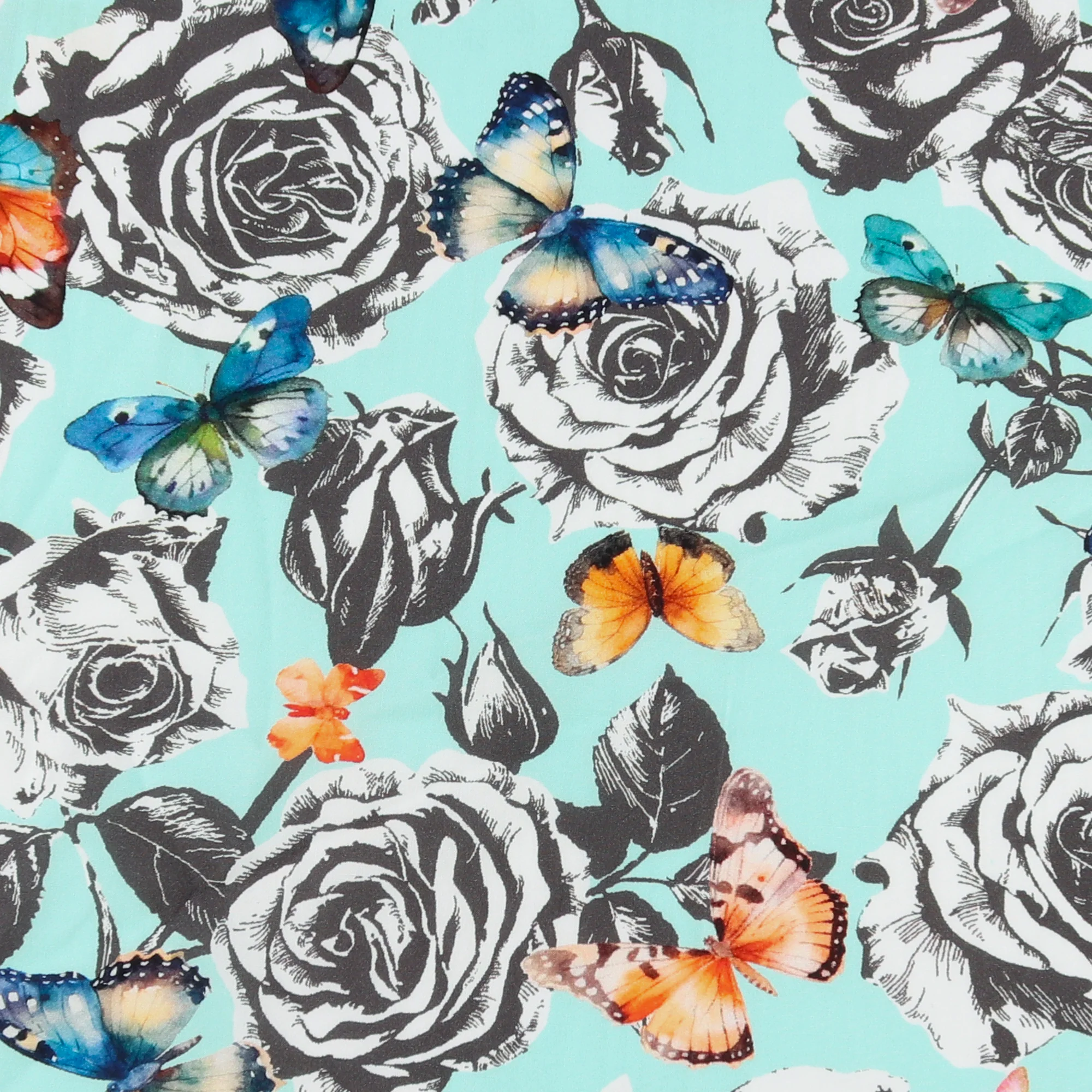Digital Printed Rayon Poplin - OLIVIA - 005 - Seafoam