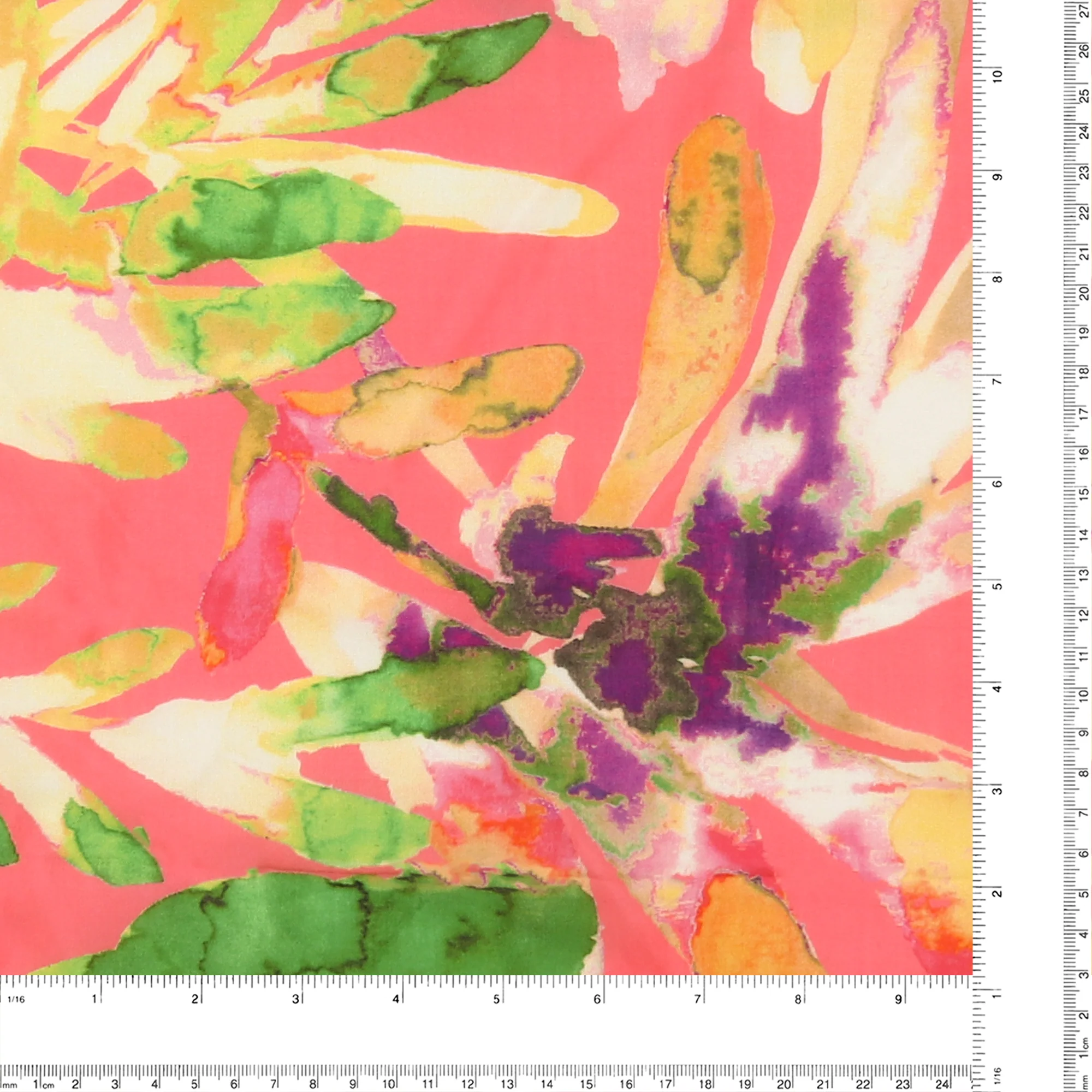 Digital Printed Rayon Voile - DESIREE - 007 - Coral - Image 3