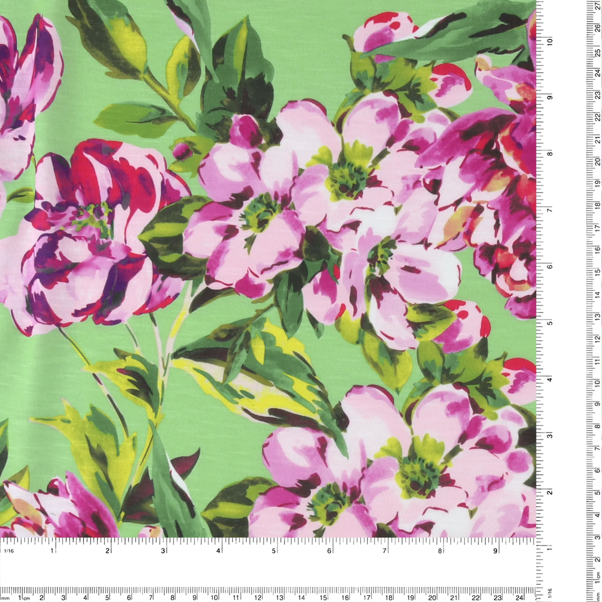 Digital Printed Slub Knit - MATILDA - 013 - Lime - Image 3