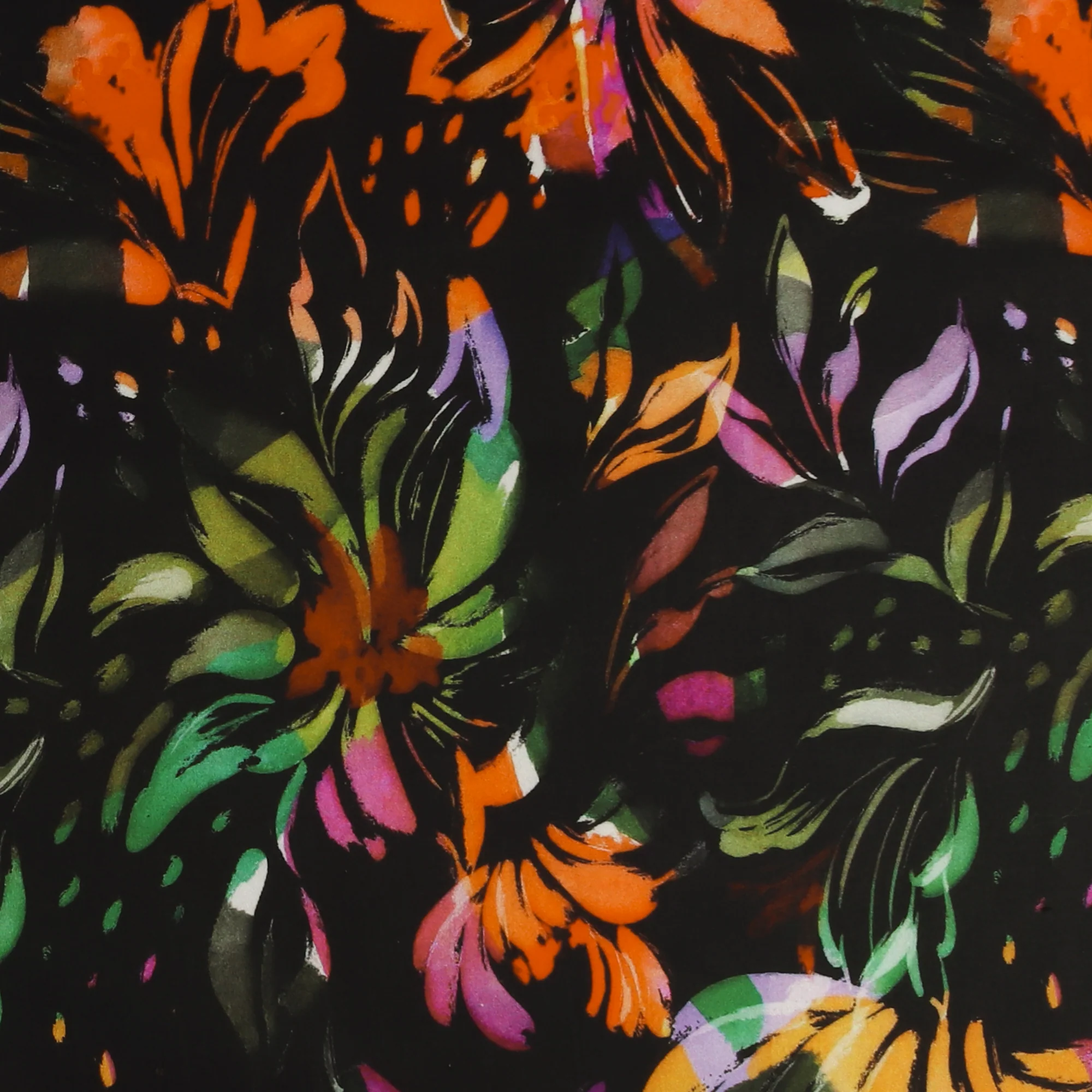 Digital Printed Stetch Cotton Sateen - ST-TROPEZ - 005 - Black