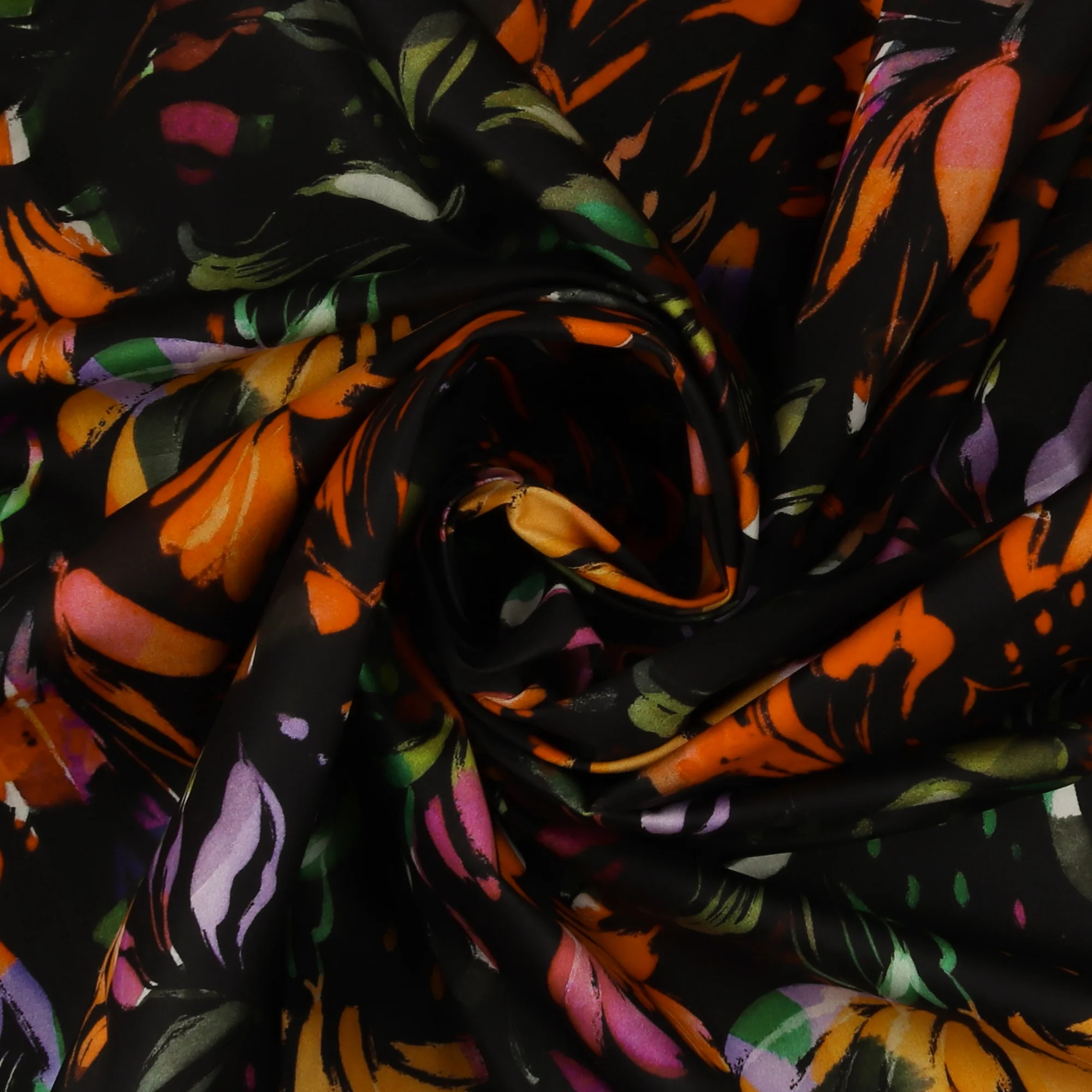 Digital Printed Stetch Cotton Sateen - ST-TROPEZ - 005 - Black - Image 2