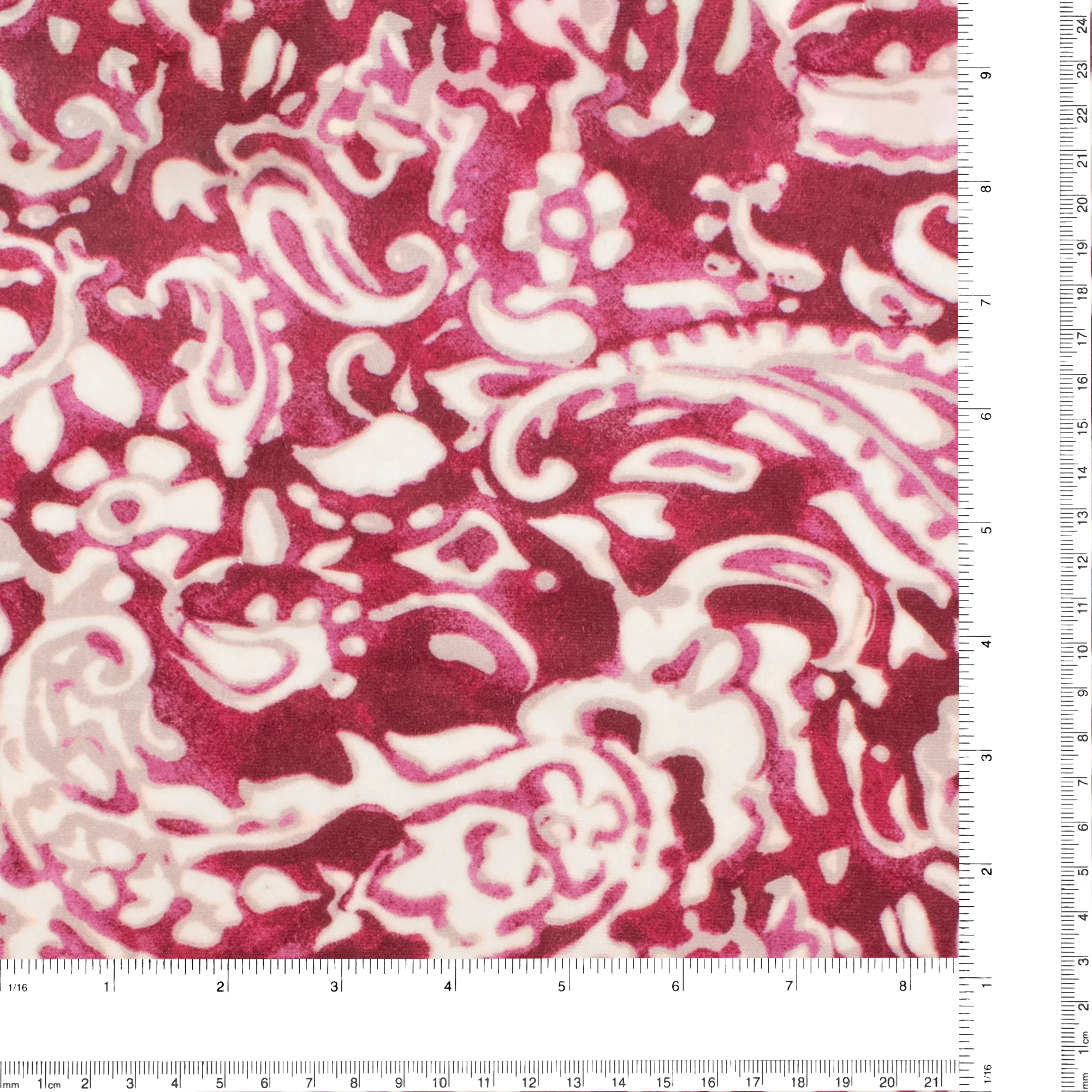 Digital Printed Stretch Velvet - GLAM - 001 Raspberry - Image 3