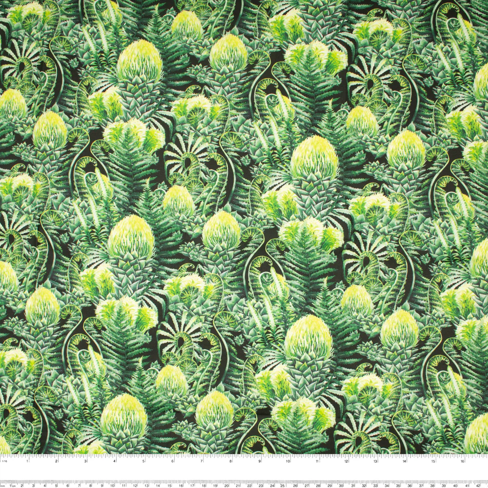 DINOSAUR VALLEY Digital Printed Cotton - Leafs - Black - Image 2