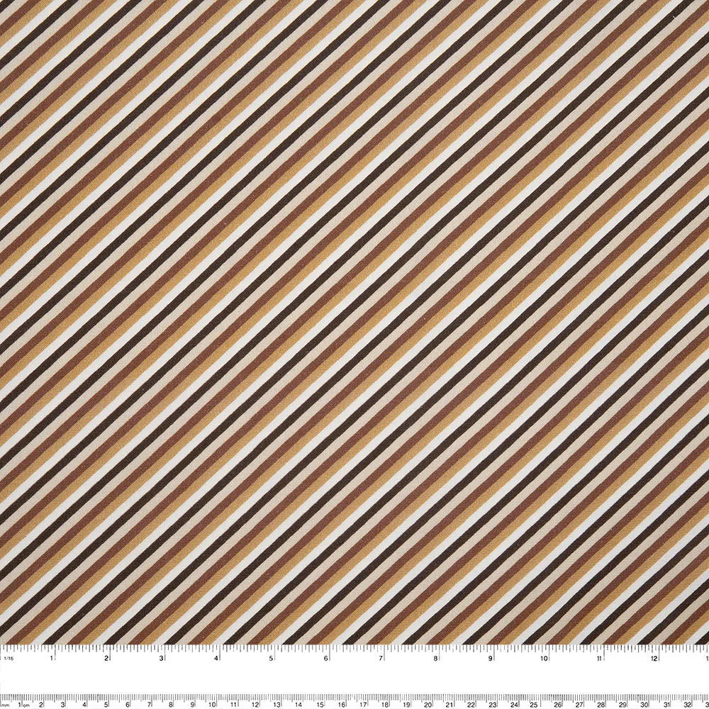 DISCOVER Printed Cotton - Digonals stripes - Brown - Image 2