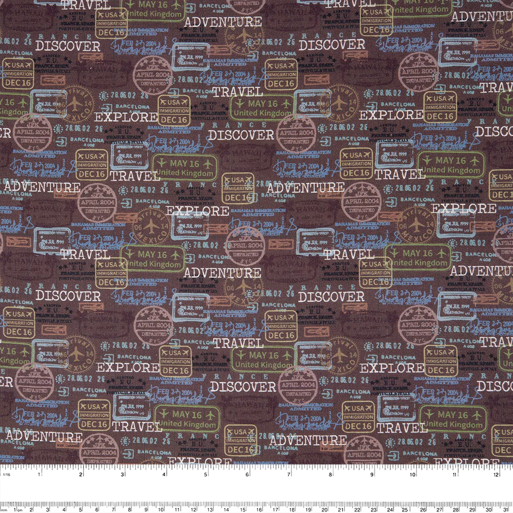 DISCOVER Printed Cotton - Writing - Brown - Image 2