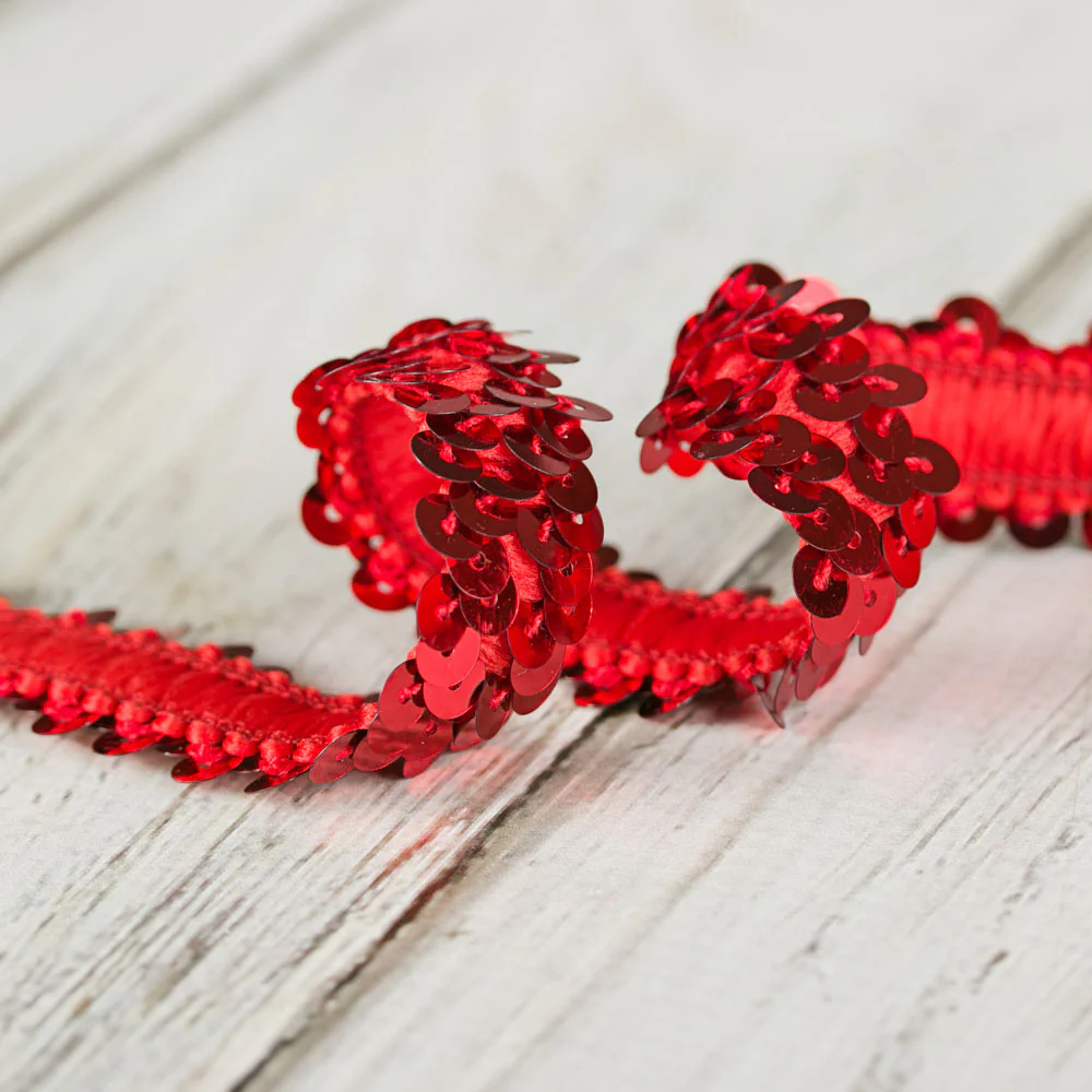Double Row Stretch Sequins - Red