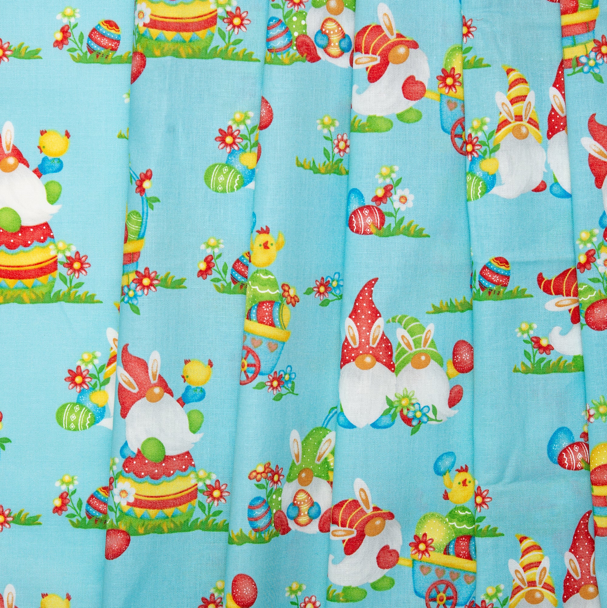 EASTER Printed Cotton - Gnomes - Aqua - Image 4