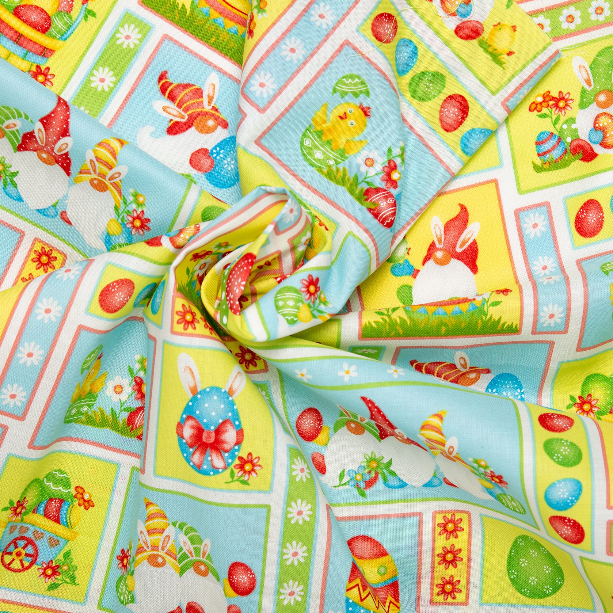 EASTER Printed Cotton - Gnomes square - Yellow - Image 2