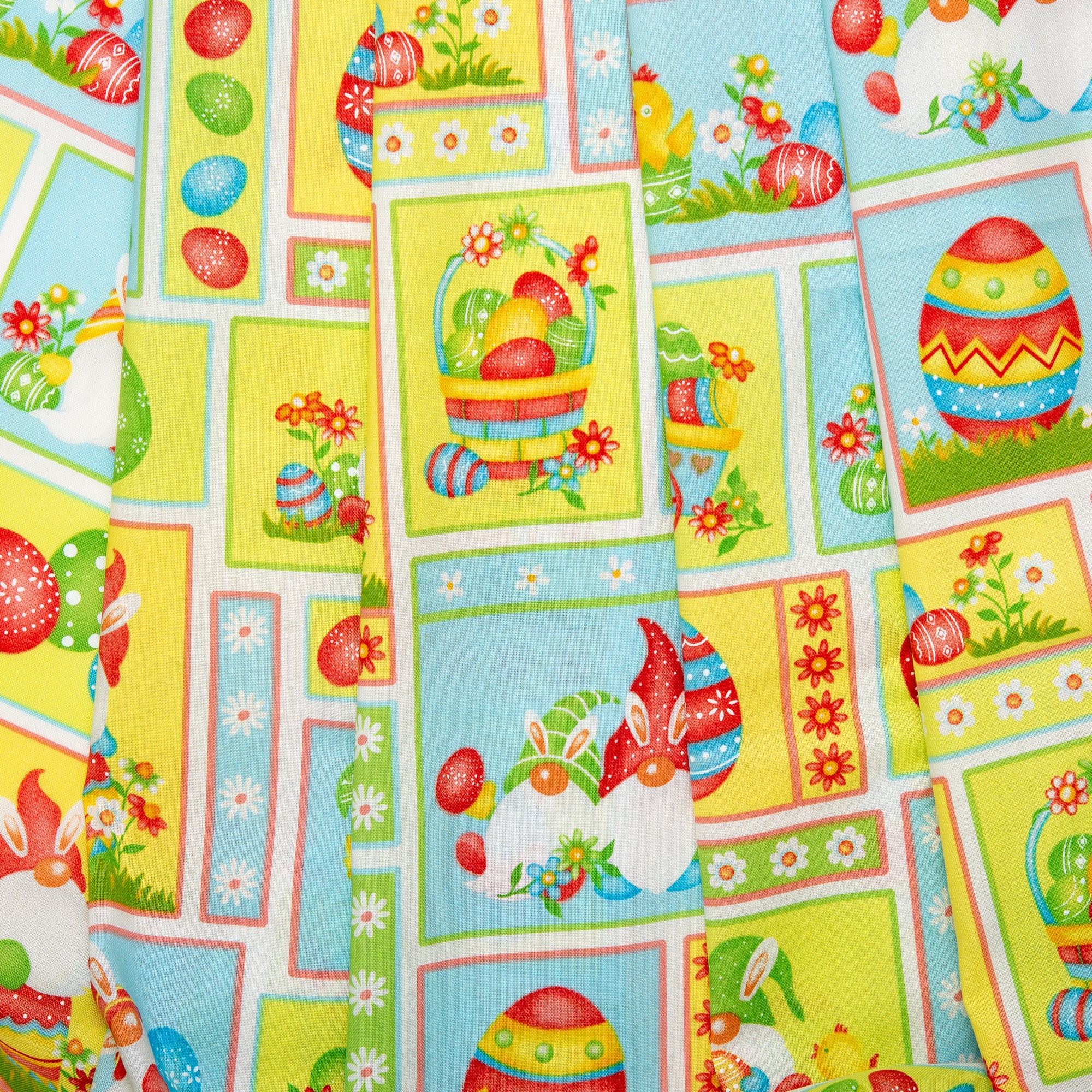 EASTER Printed Cotton - Gnomes square - Yellow - Image 4
