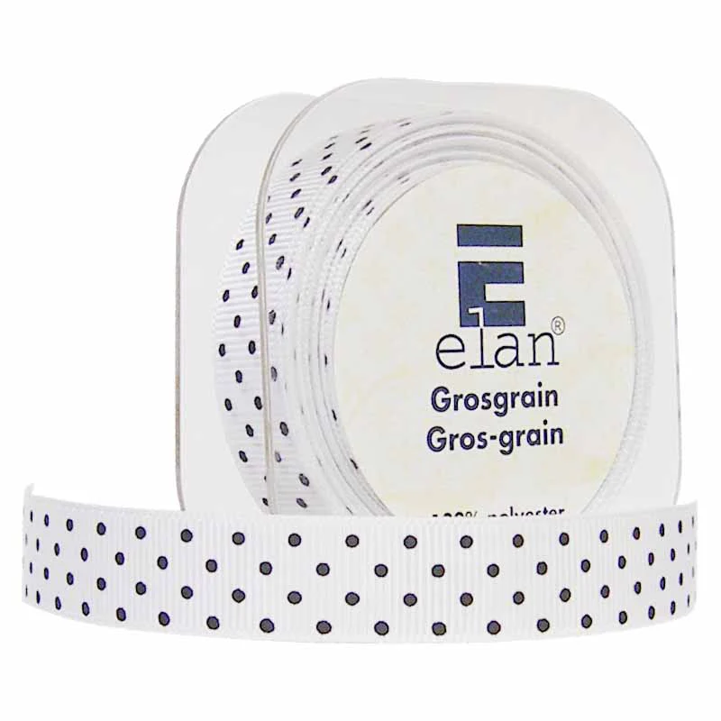 ELAN Black Polka Dot Ribbon 16mm x 5m