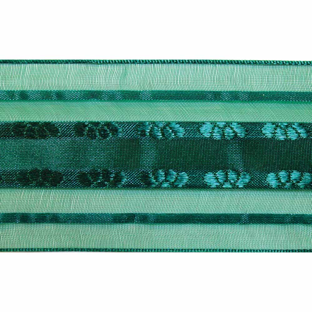ELAN Organza Ribbon with 2 Stripes 25mm x 5m - X'mas Green - Image 2