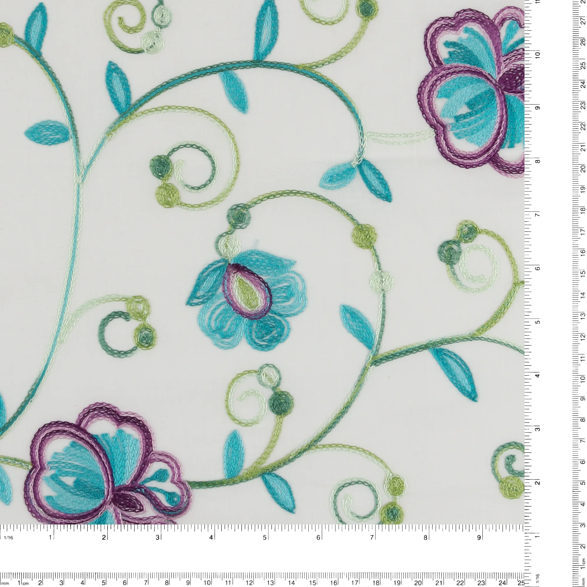 Embroidered Cotton Voile - IBIZA - 001 - Turquoise - Image 3