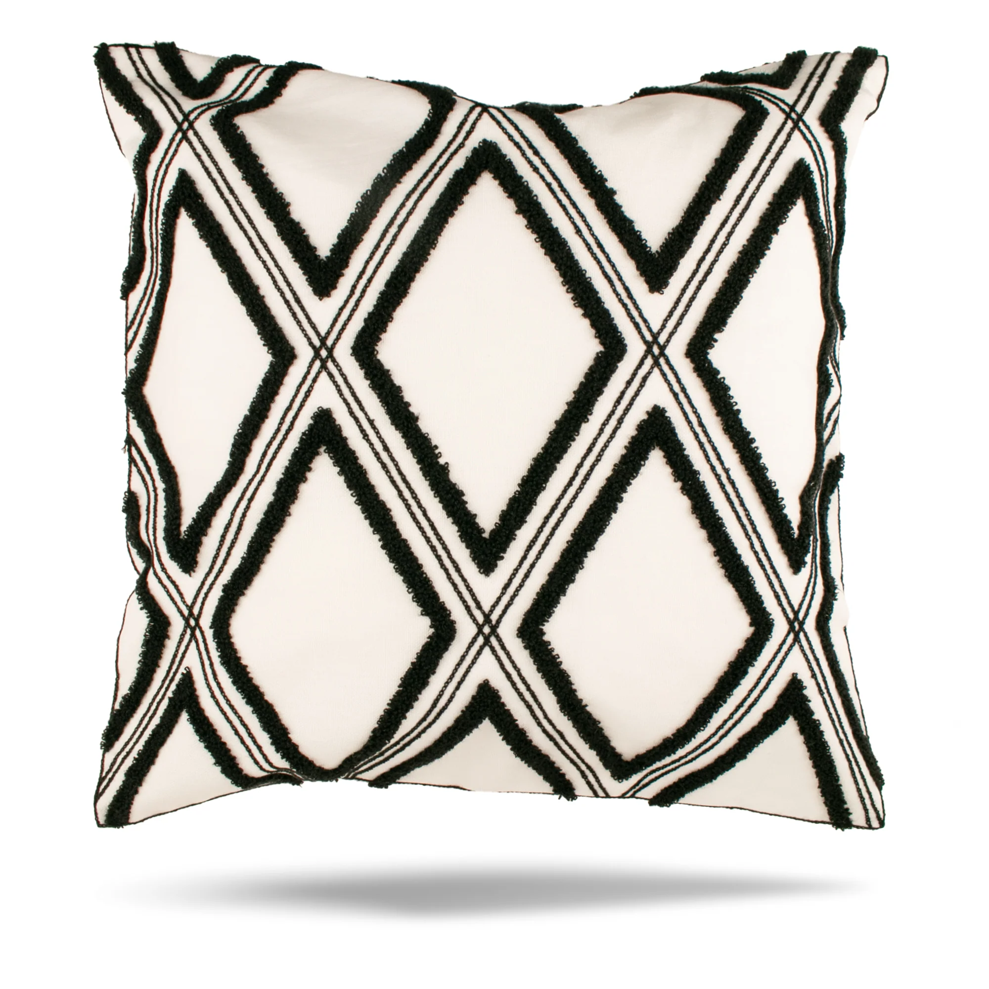 Embroidered Decorative cushion cover - 004 - Black - 18 x 18''