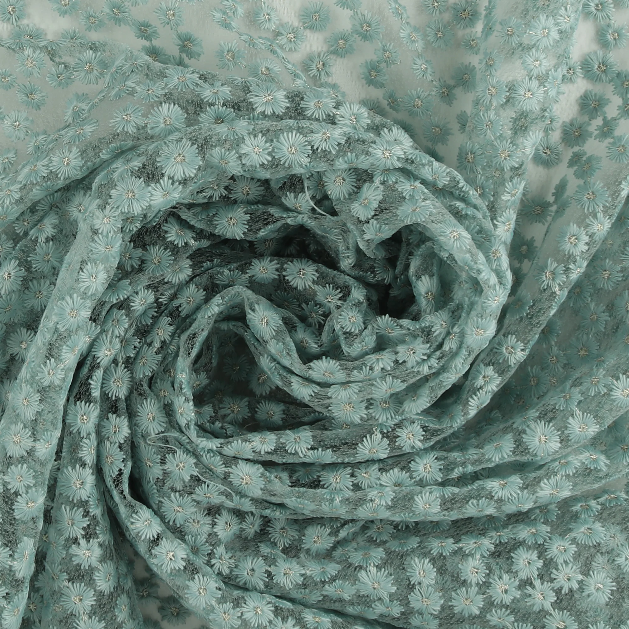 Embroidered Fancy Lace - SOCIALITE - 002 - Dusty Aqua - Image 2