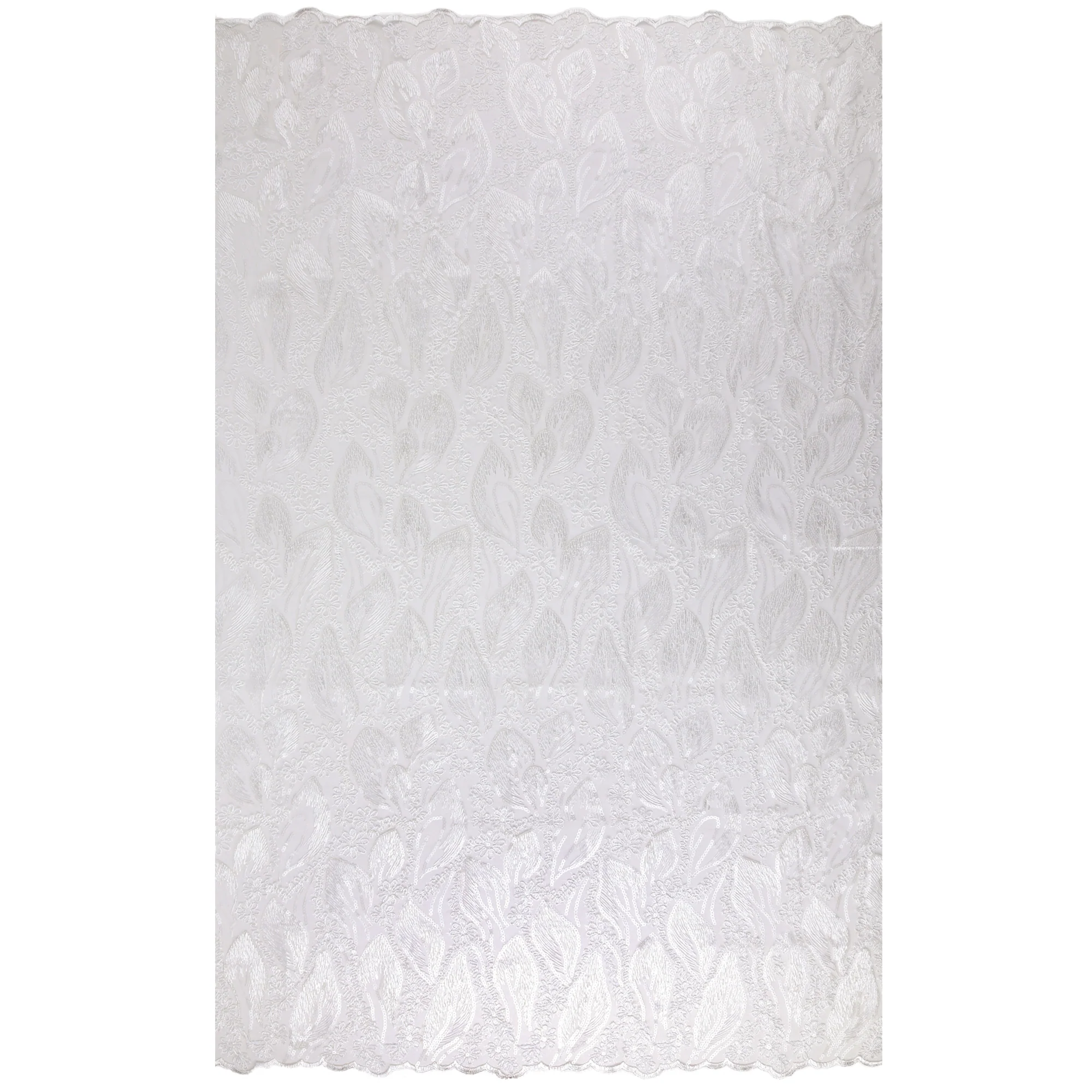 Embroidered Fancy Lace With Sequins - SOCIALITE - 002 - White - Image 4