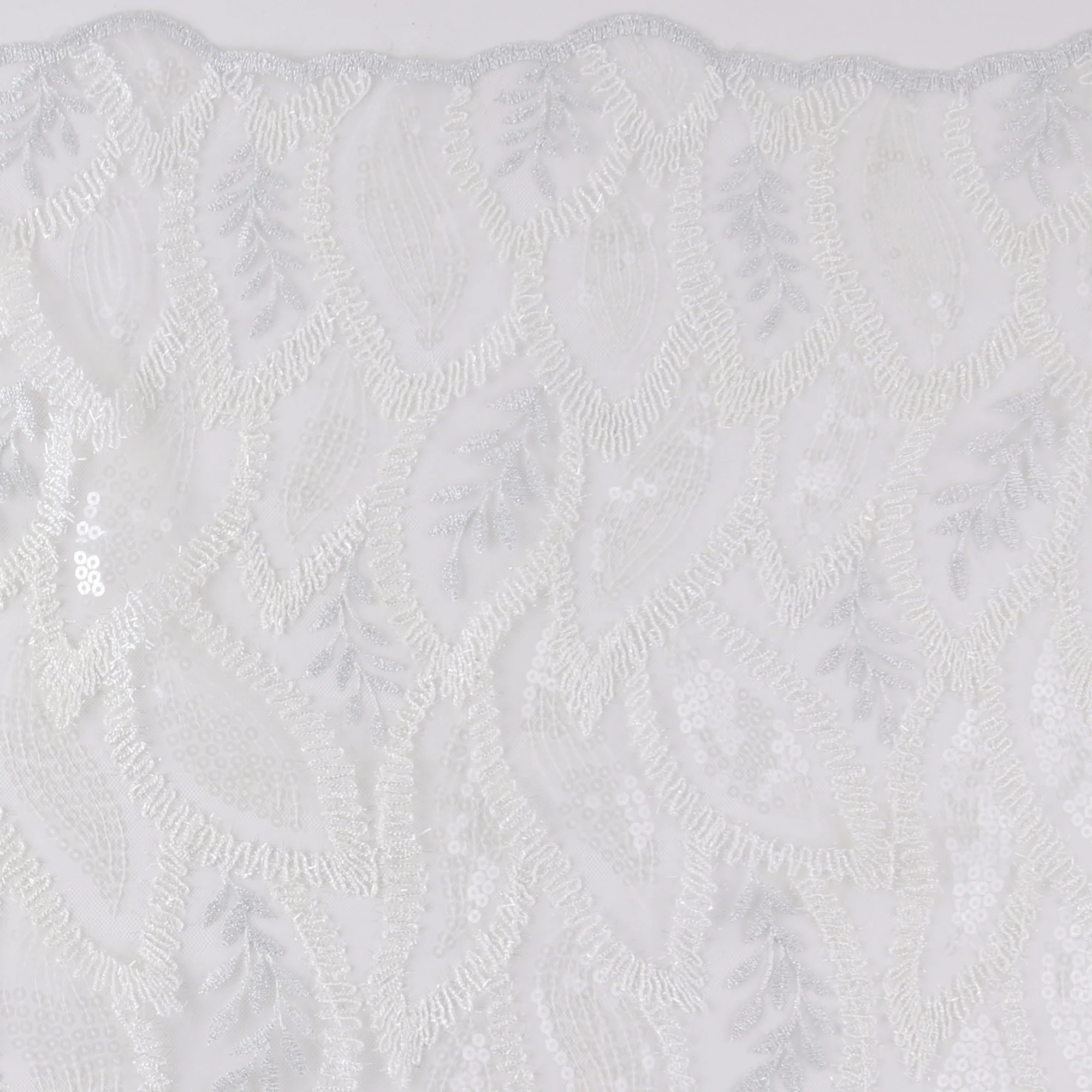 Embroidered Fancy Lace With Sequins - SOCIALITE - 003 - White