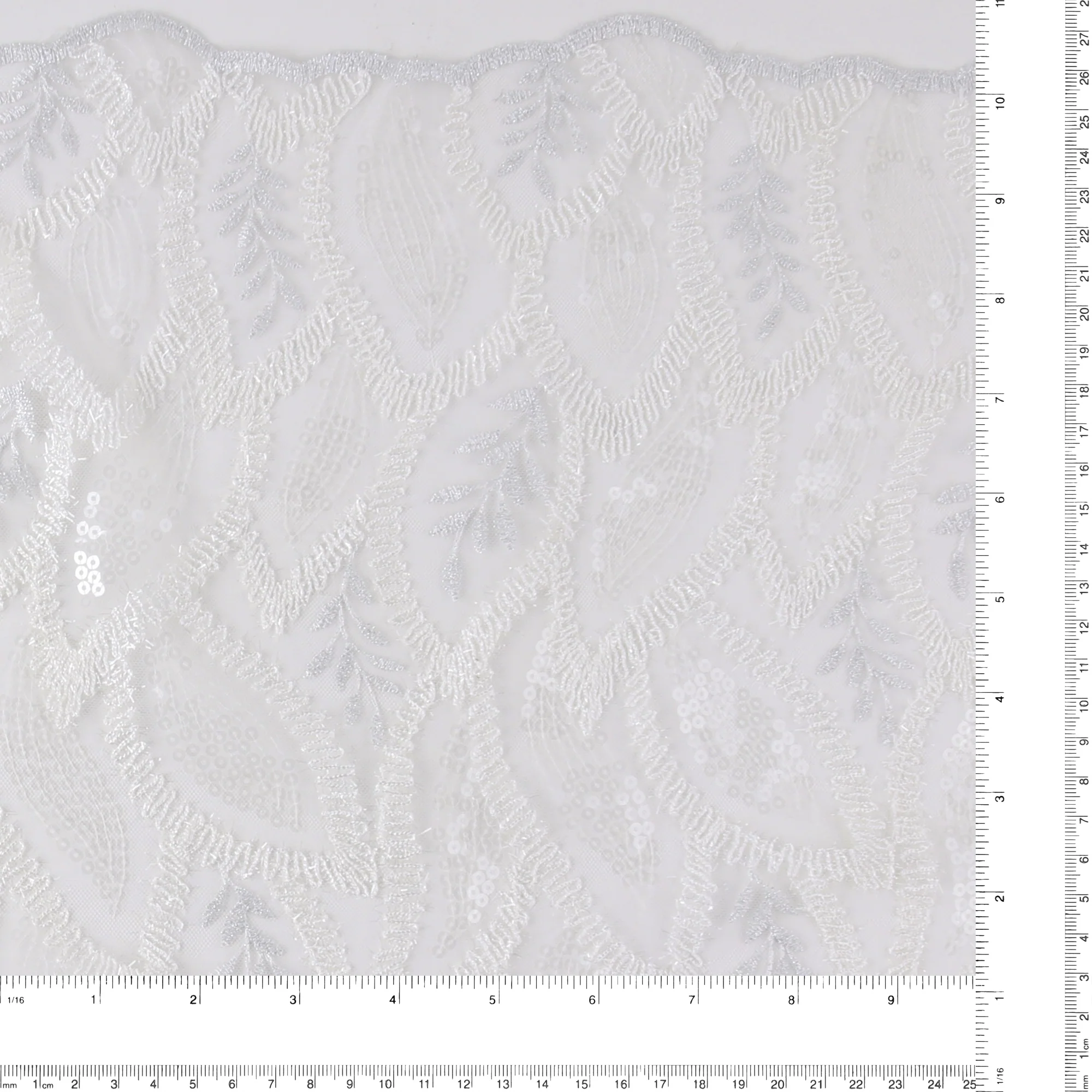 Embroidered Fancy Lace With Sequins - SOCIALITE - 003 - White - Image 3