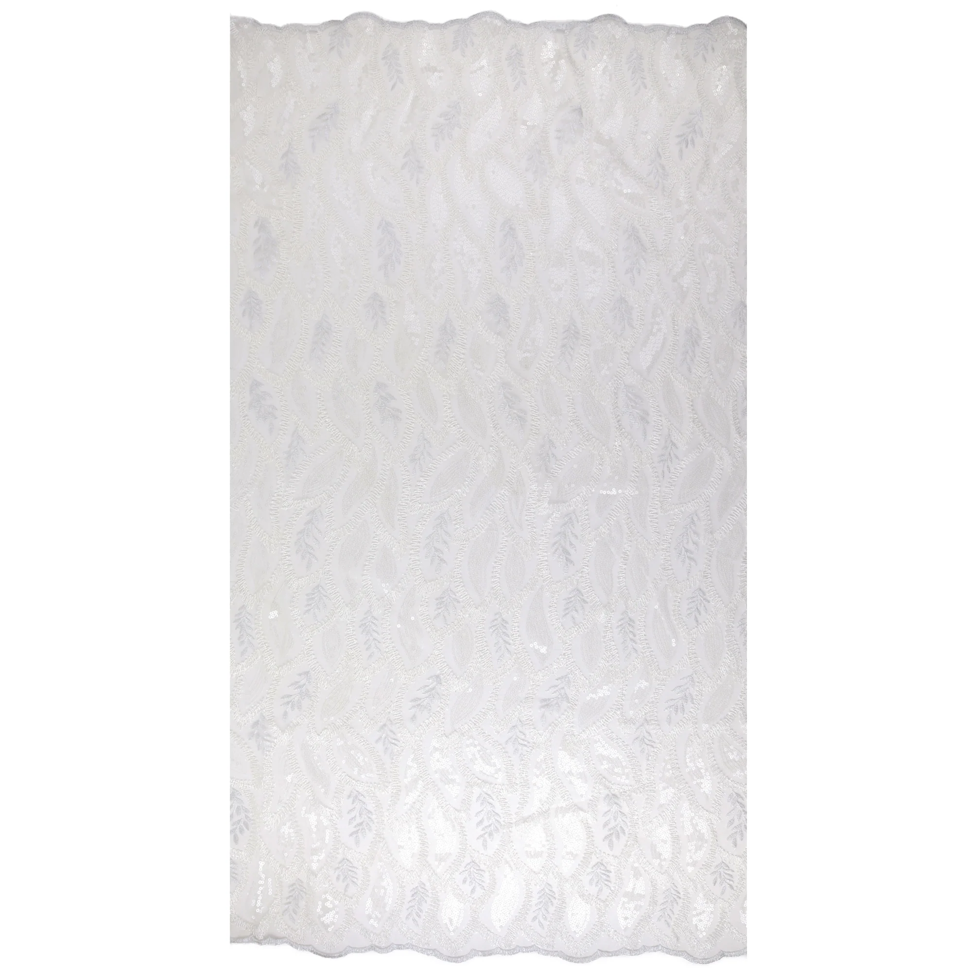 Embroidered Fancy Lace With Sequins - SOCIALITE - 003 - White - Image 4