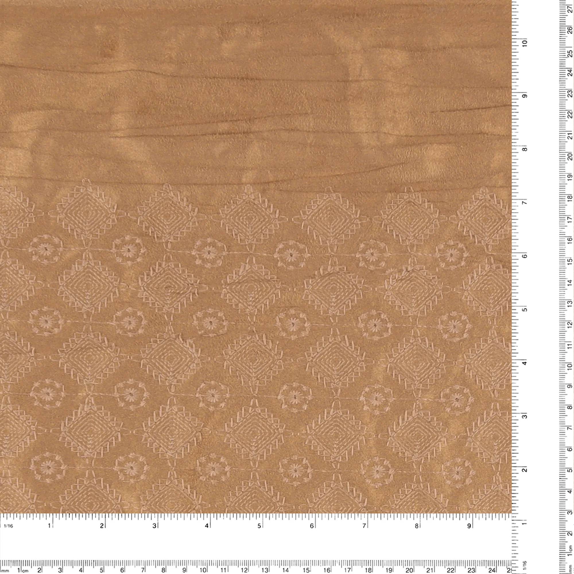 Embroidered Faux Suede - ACADEMY - 001 - Camel - Image 3