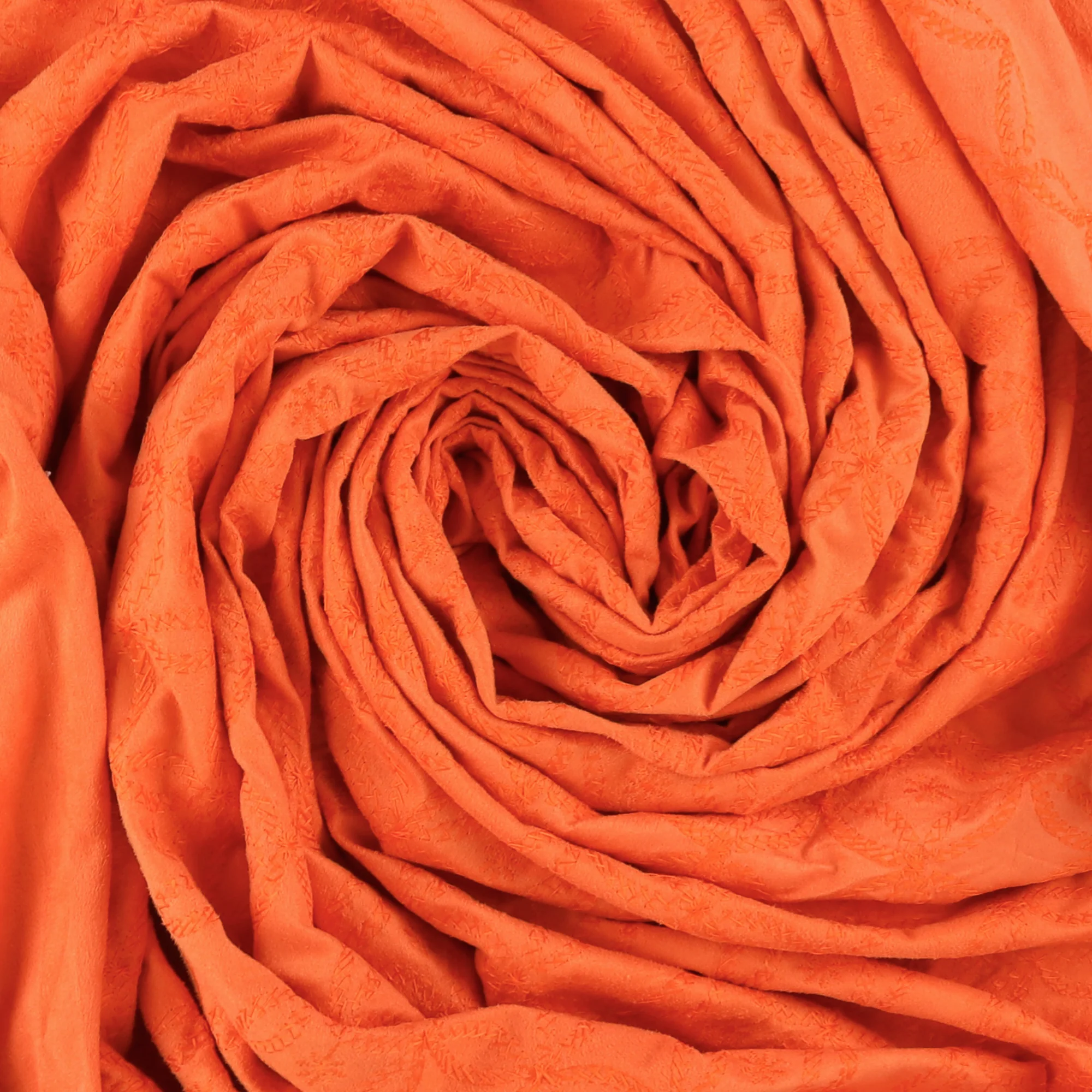 Embroidered Faux Suede - ACADEMY - 003 - Tangerine - Image 2