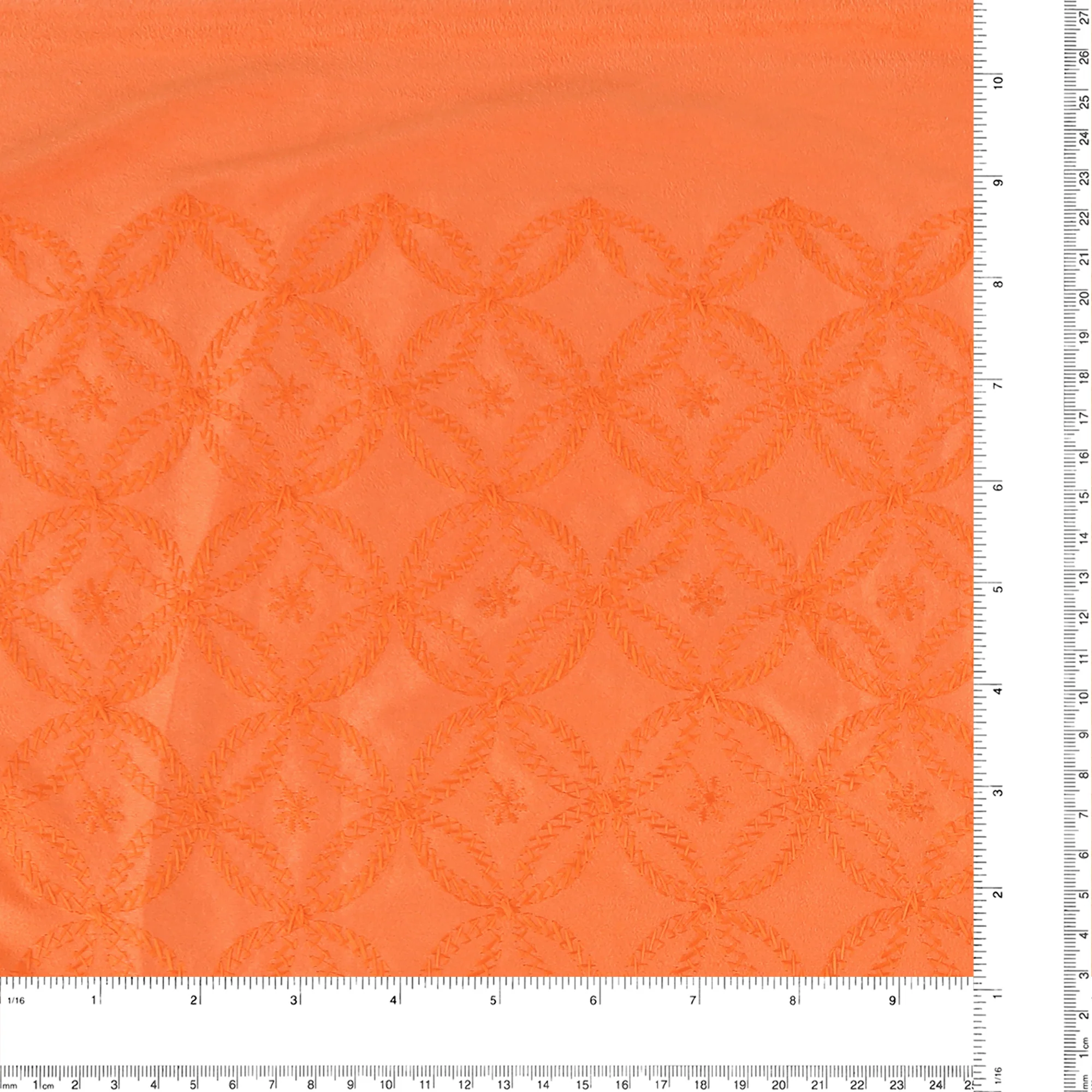 Embroidered Faux Suede - ACADEMY - 003 - Tangerine - Image 3