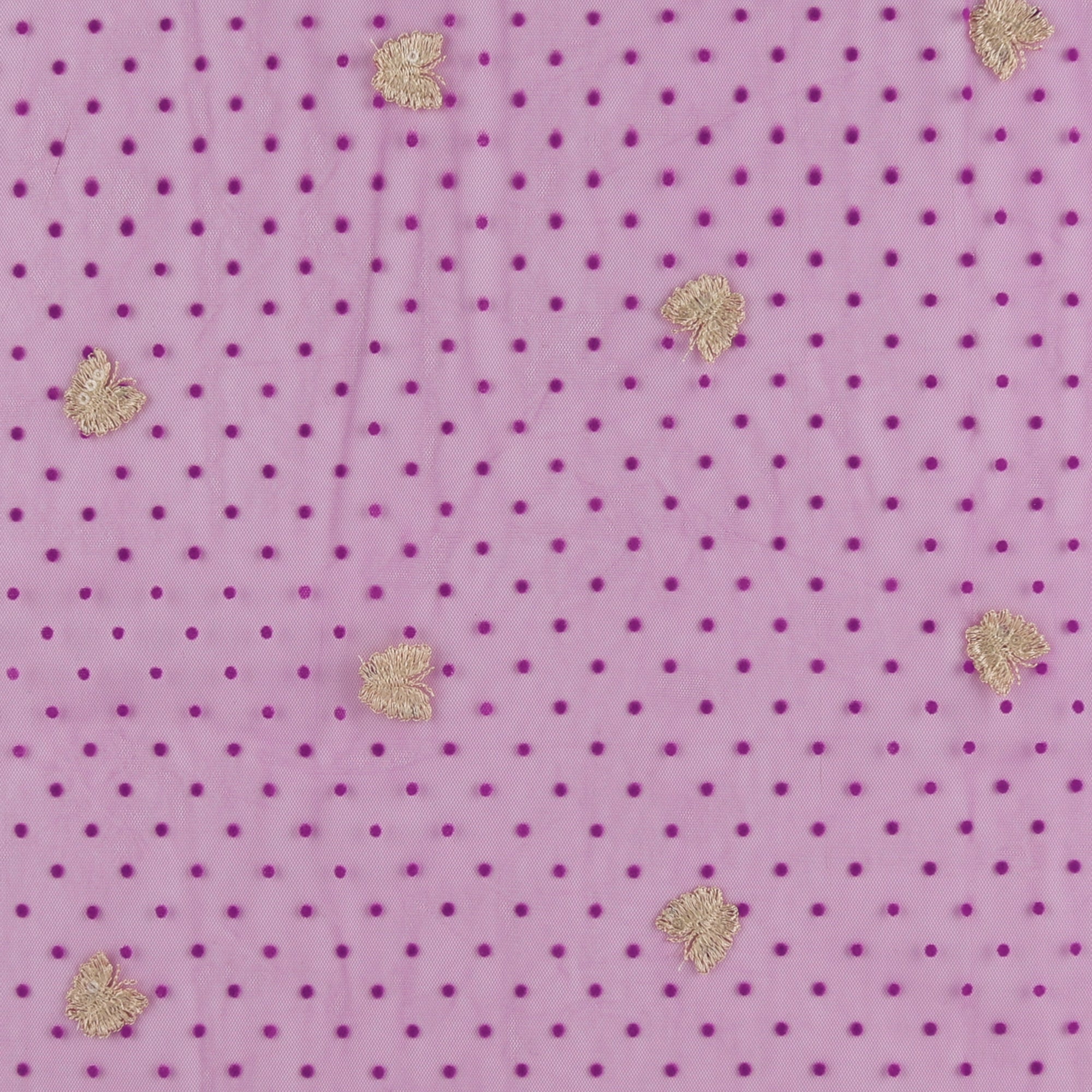 Embroidered Flocked Mesh - PRINCESS CHARLOTTE - 001 - Purple