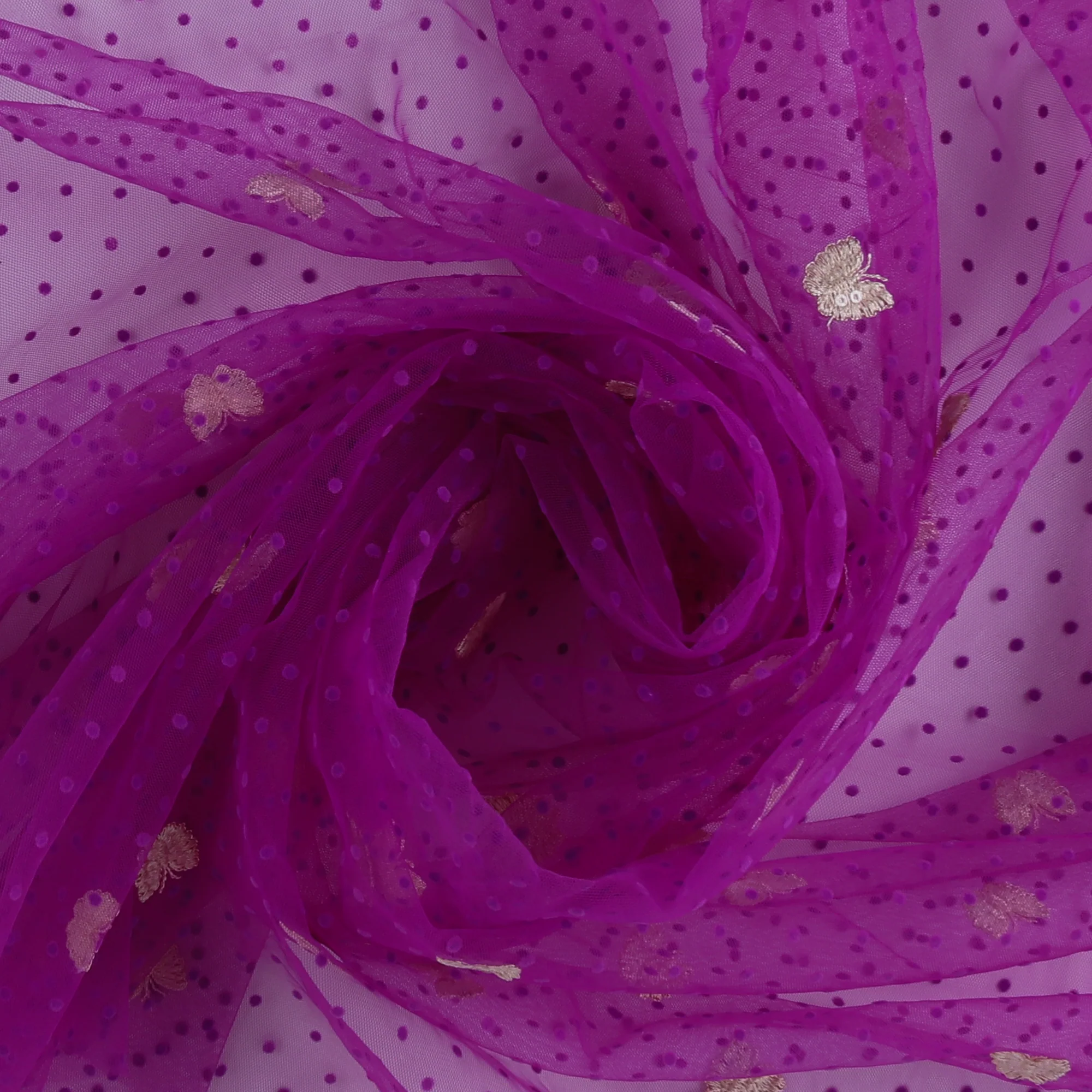 Embroidered Flocked Mesh - PRINCESS CHARLOTTE - 001 - Purple - Image 2