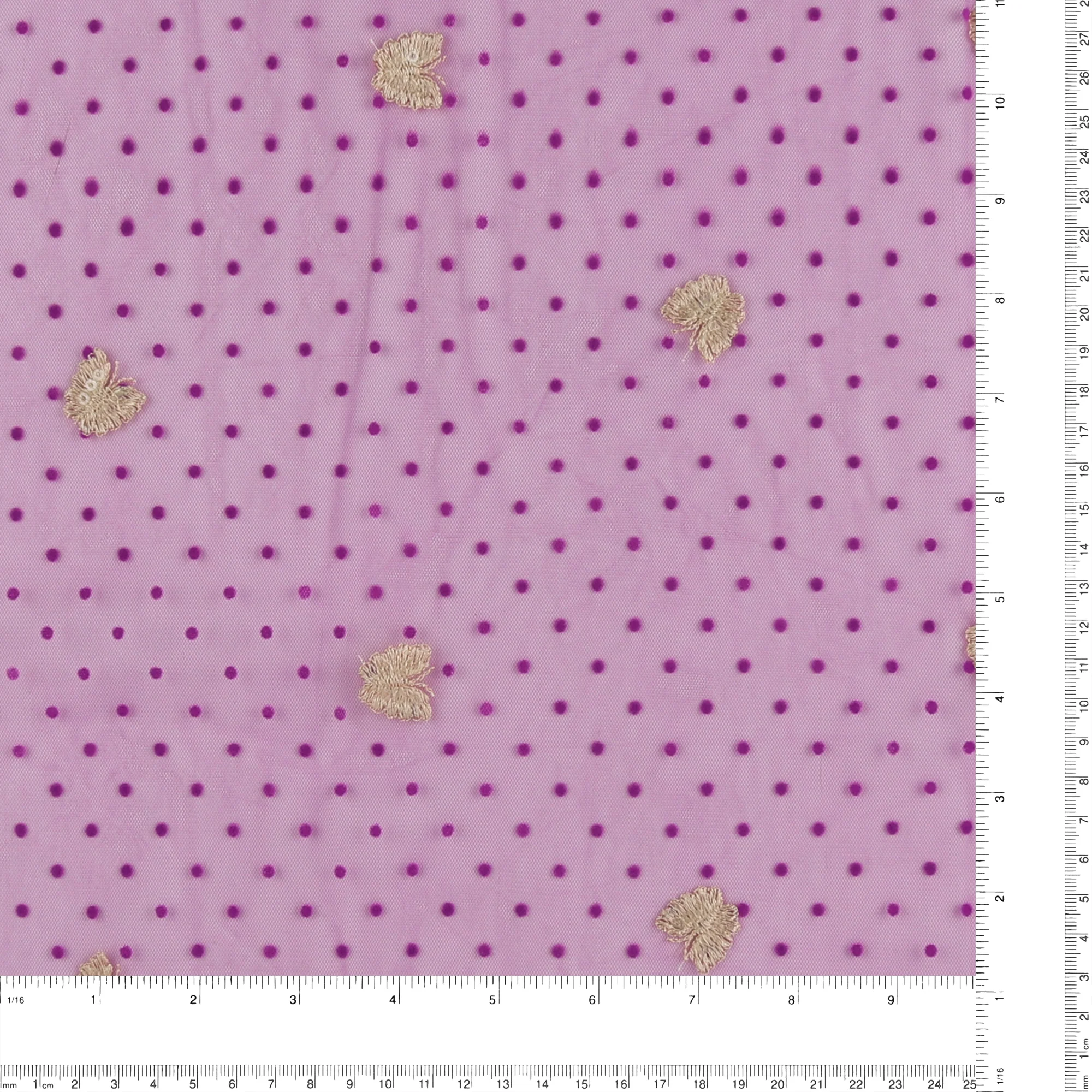 Embroidered Flocked Mesh - PRINCESS CHARLOTTE - 001 - Purple - Image 3