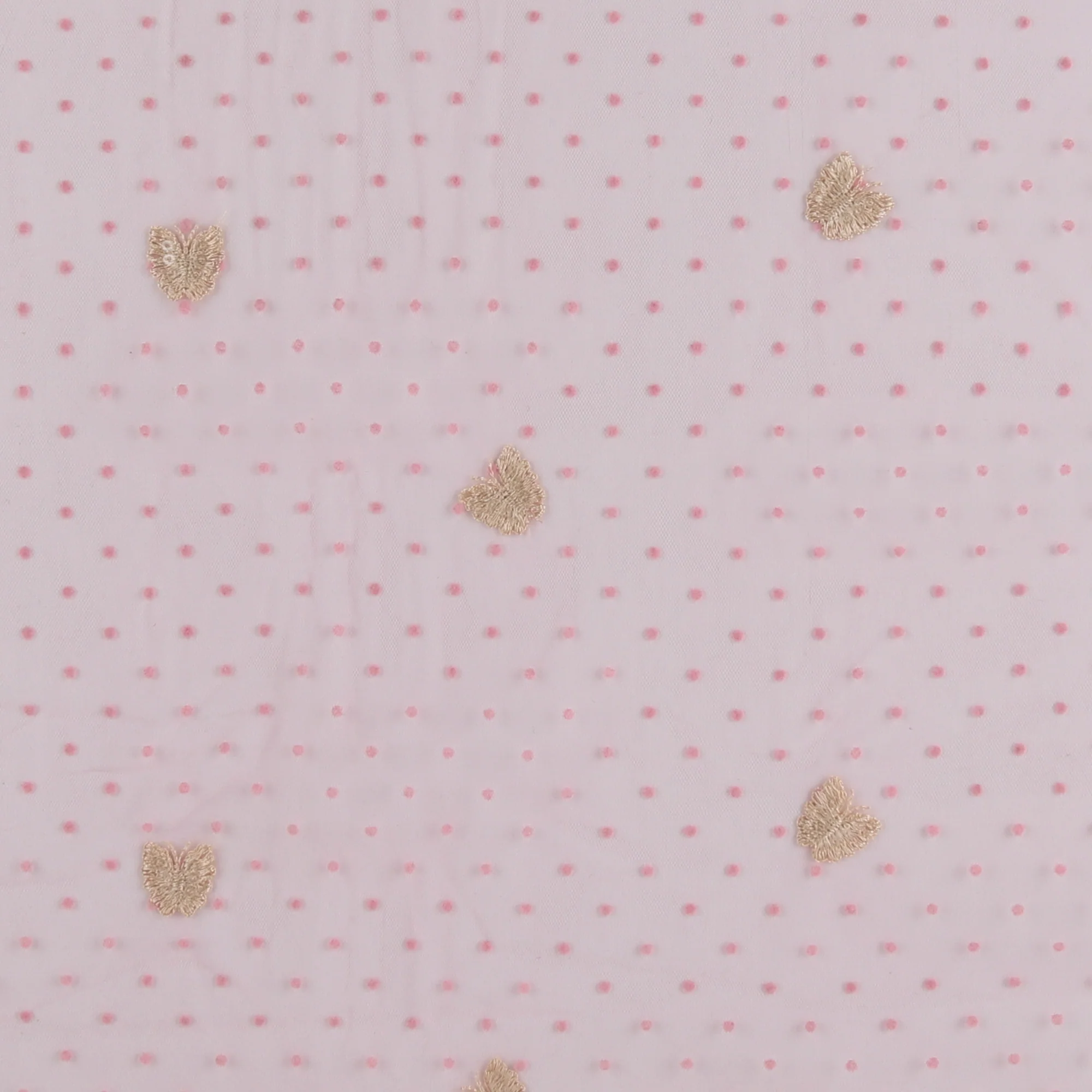 Embroidered Flocked Mesh - PRINCESS CHARLOTTE - 002 - Pink
