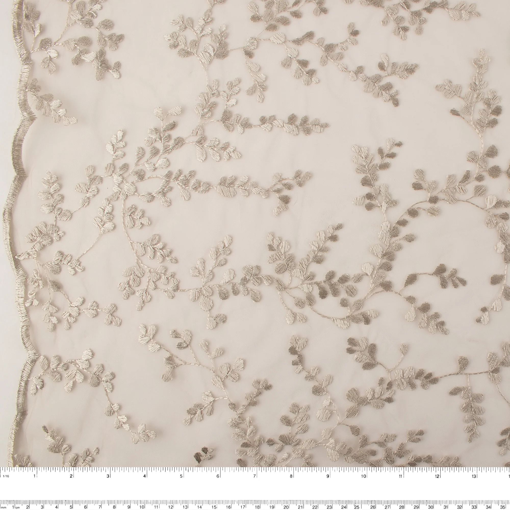 Embroidered Mesh - CHERIE - Leafs - Beige - Image 3