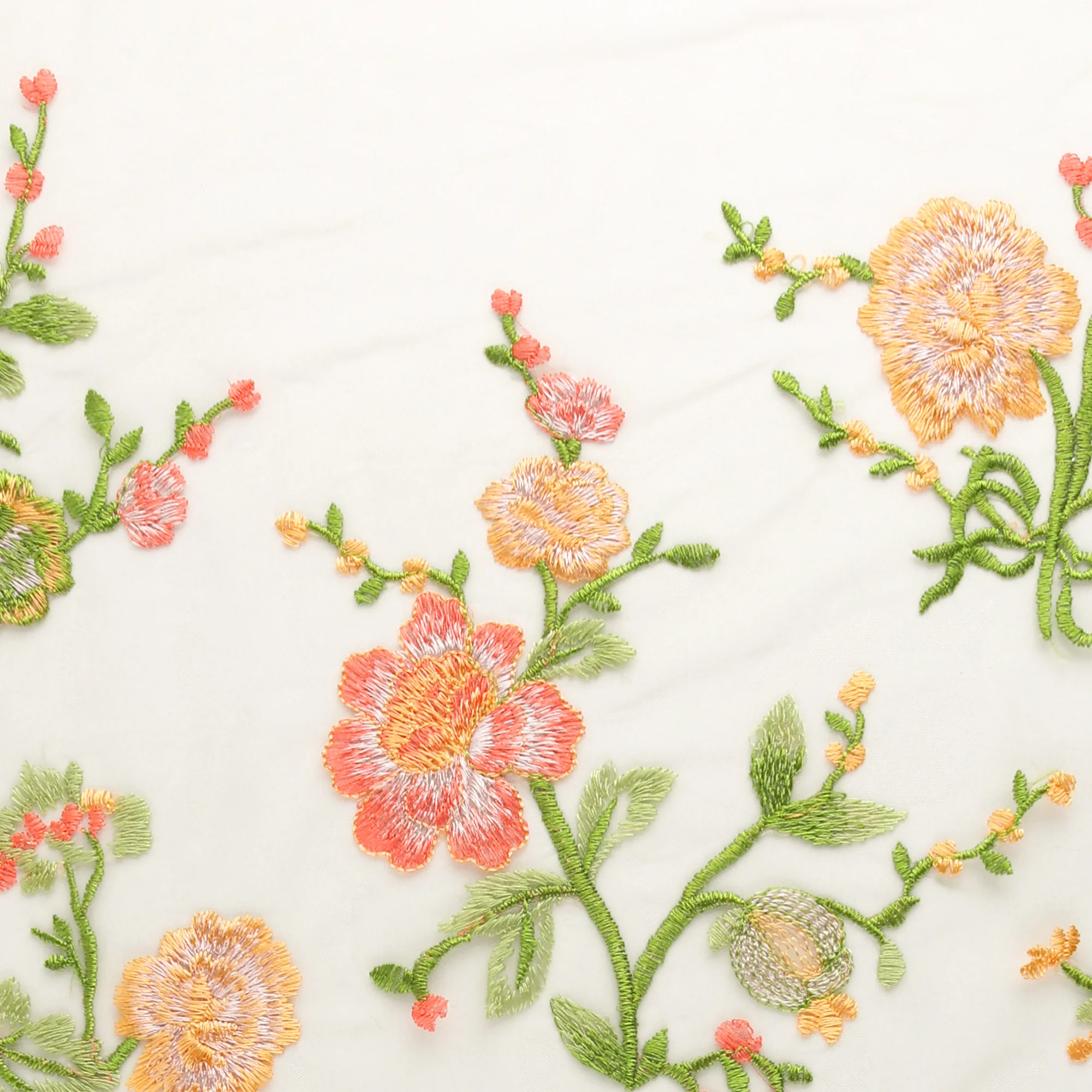 Embroidered Mesh - ELEGANZA - 001 - Tangerine