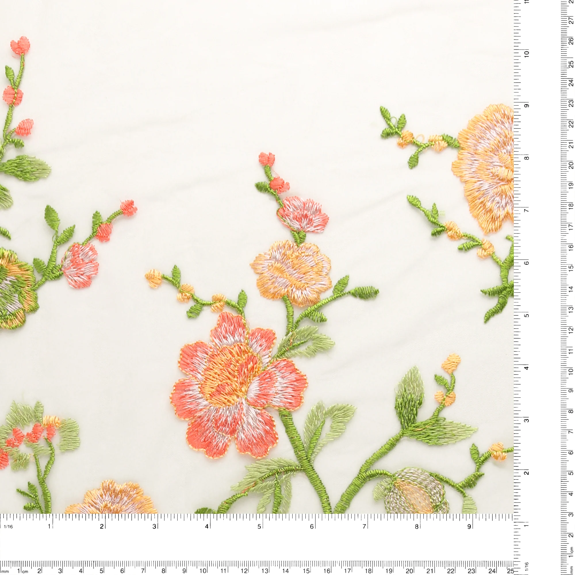 Embroidered Mesh - ELEGANZA - 001 - Tangerine - Image 3