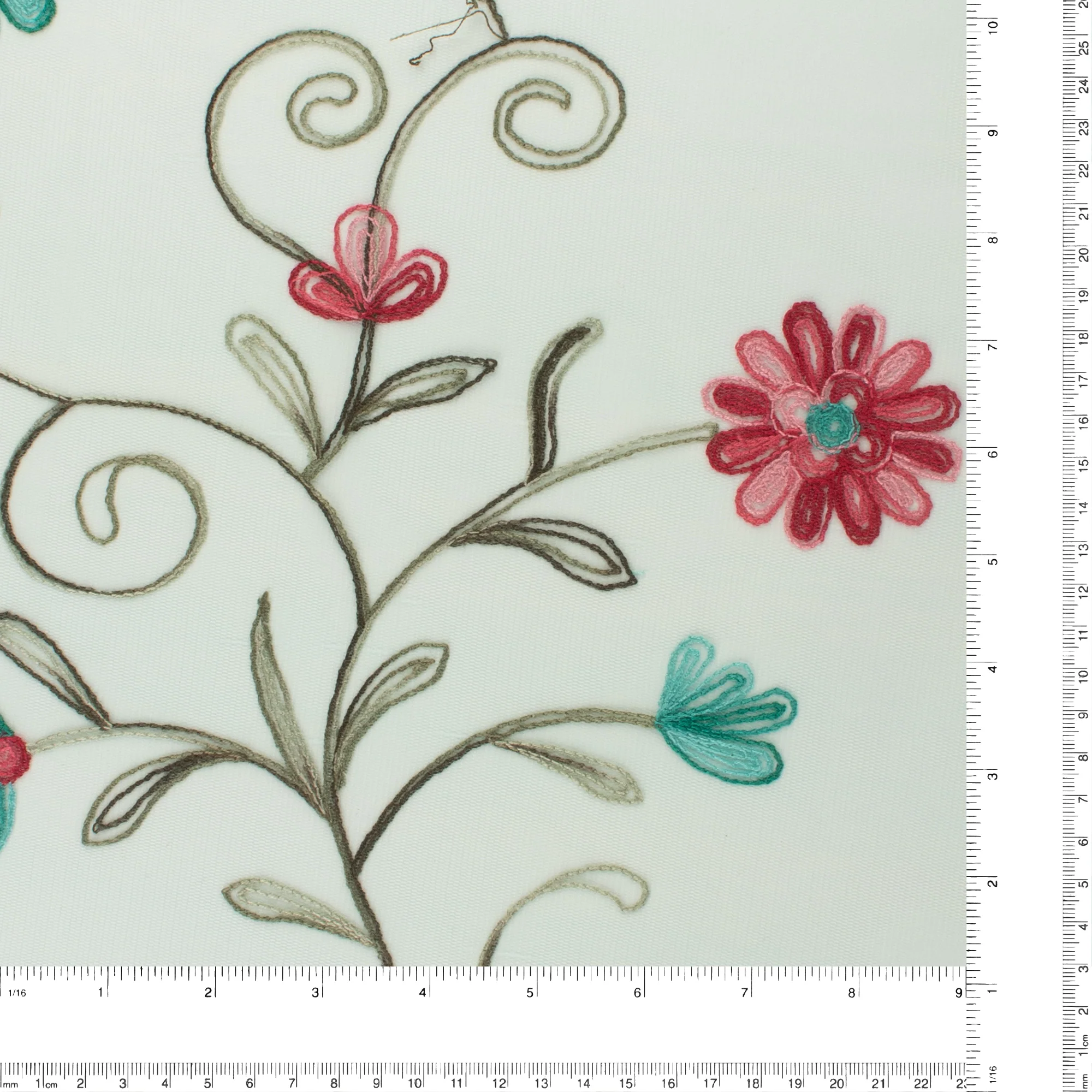 Embroidered Mesh - ELEGANZA - 002 - Aqua - Image 3