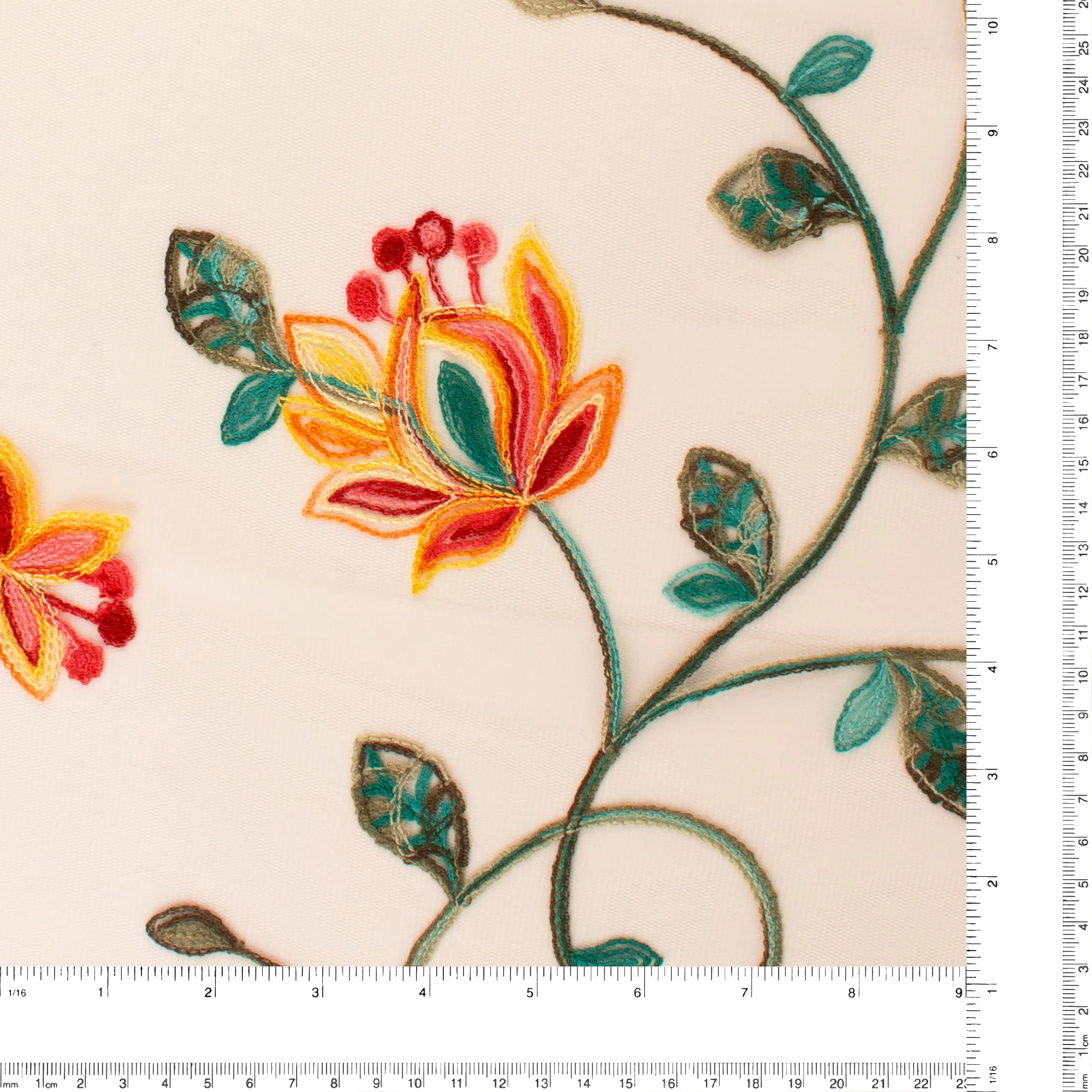 Embroidered Mesh - ELEGANZA - 003 - Peach - Image 3